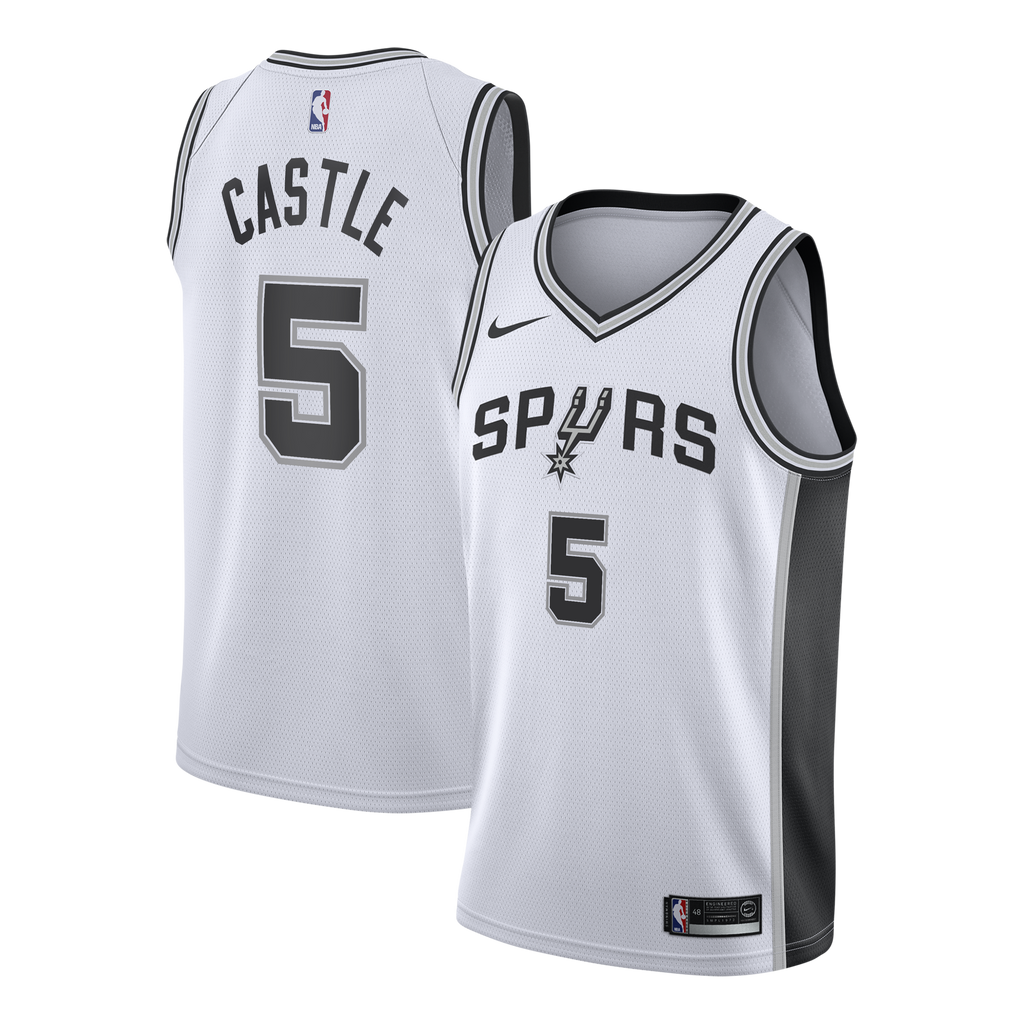 San Antonio Spurs Nike Association Edition Swingman Jersey – White - Stephon Castle - Youth
