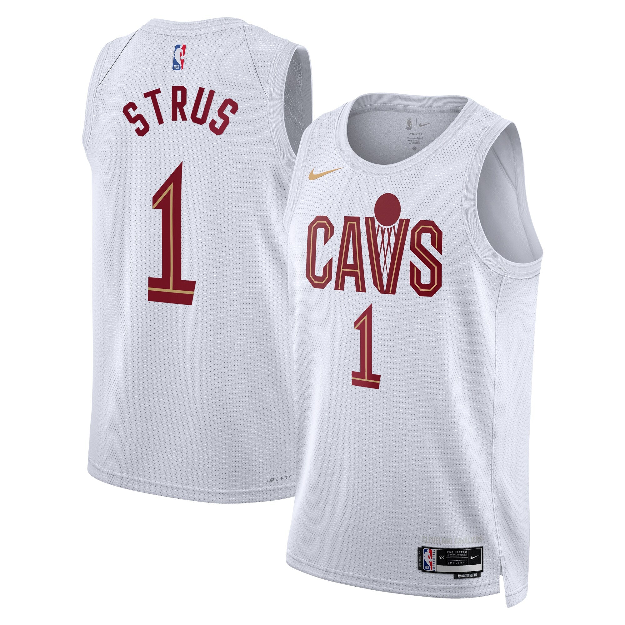 Cleveland Cavaliers Nike Association Edition Swingman Jersey - White - Max Strus - Unisex