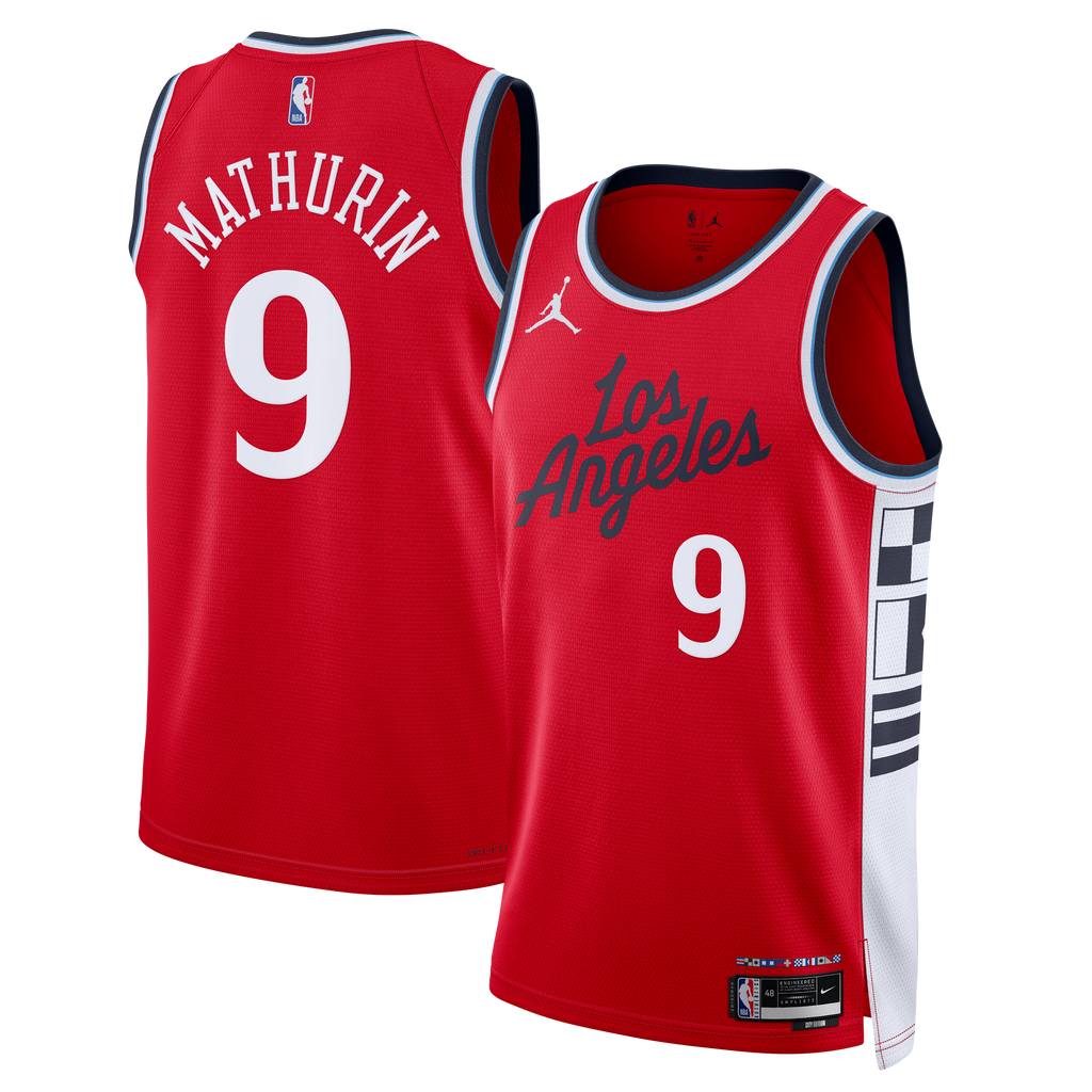 LA Clippers Jordan Brand Statement Edition Swingman Jersey - Red - Bennedict Mathurin - Mens