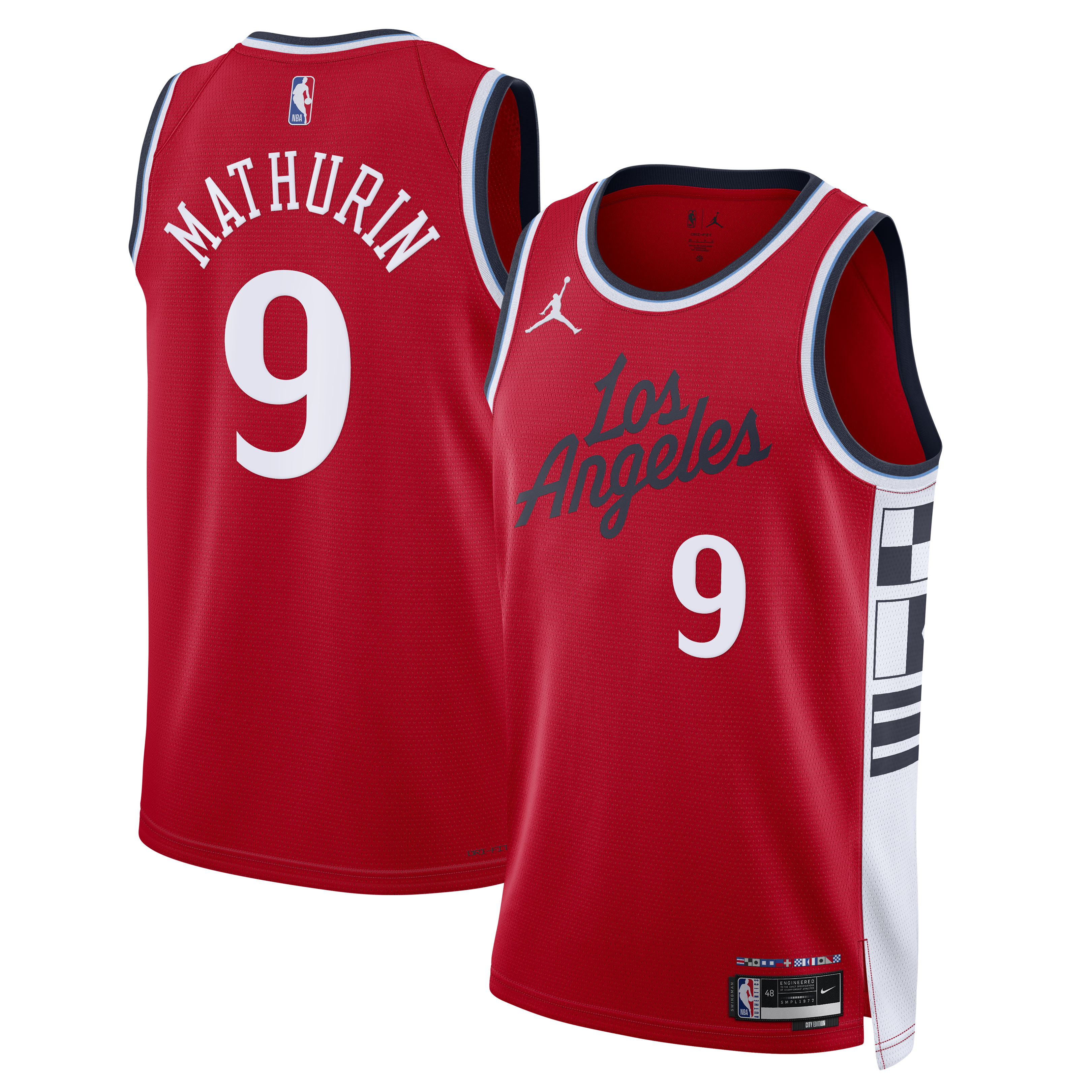 LA Clippers Jordan Brand Statement Edition Swingman Jersey - Red - Bennedict Mathurin - Mens