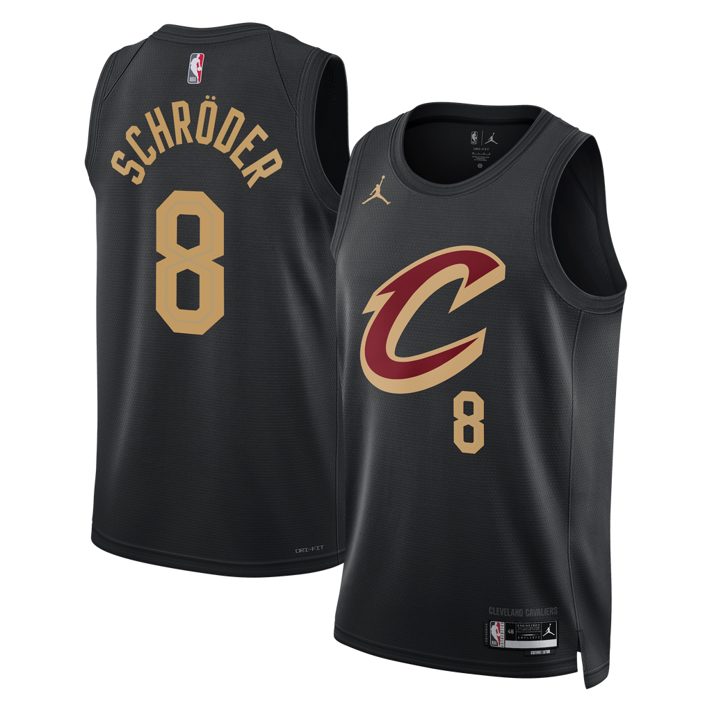 Cleveland Cavaliers Jordan Brand Statement Edition Swingman Jersey - Black - Dennis Schröder - Unisex