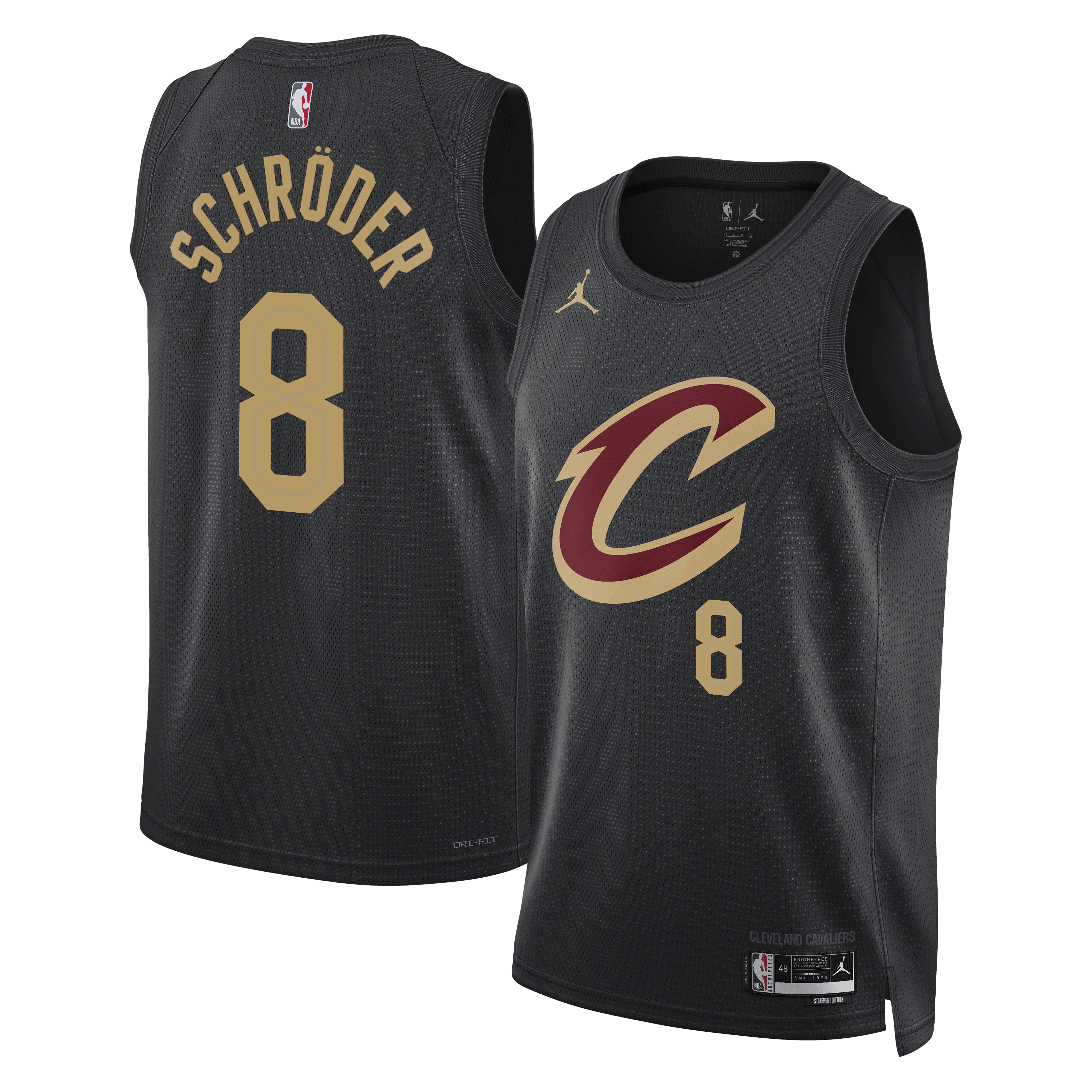 Cleveland Cavaliers Jordan Brand Statement Edition Swingman Jersey - Black - Dennis Schröder - Unisex