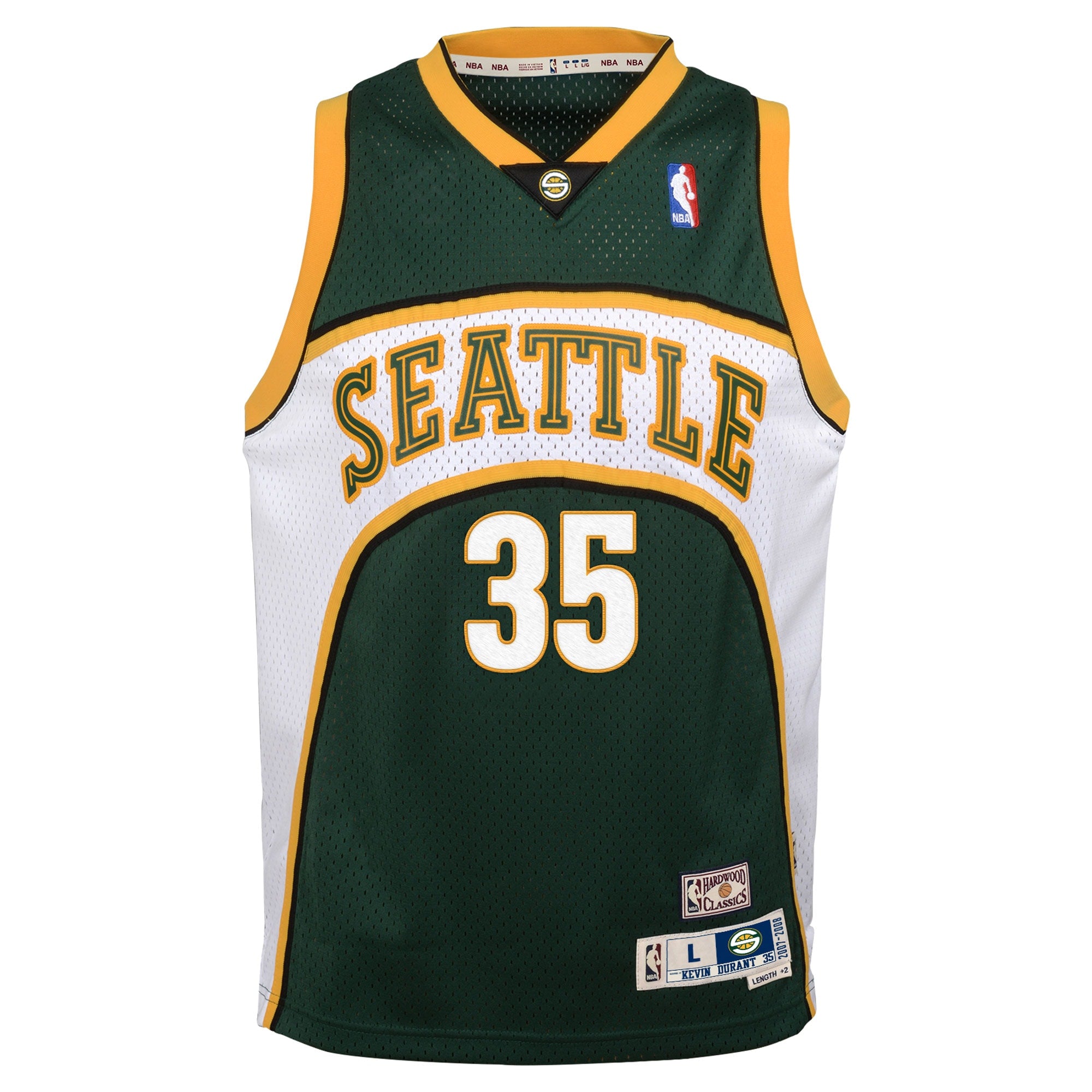 Seattle Supersonics Kevin Durant 2007-08 Hardwood Classics Road Swingman Jersey - White/Green - Youth