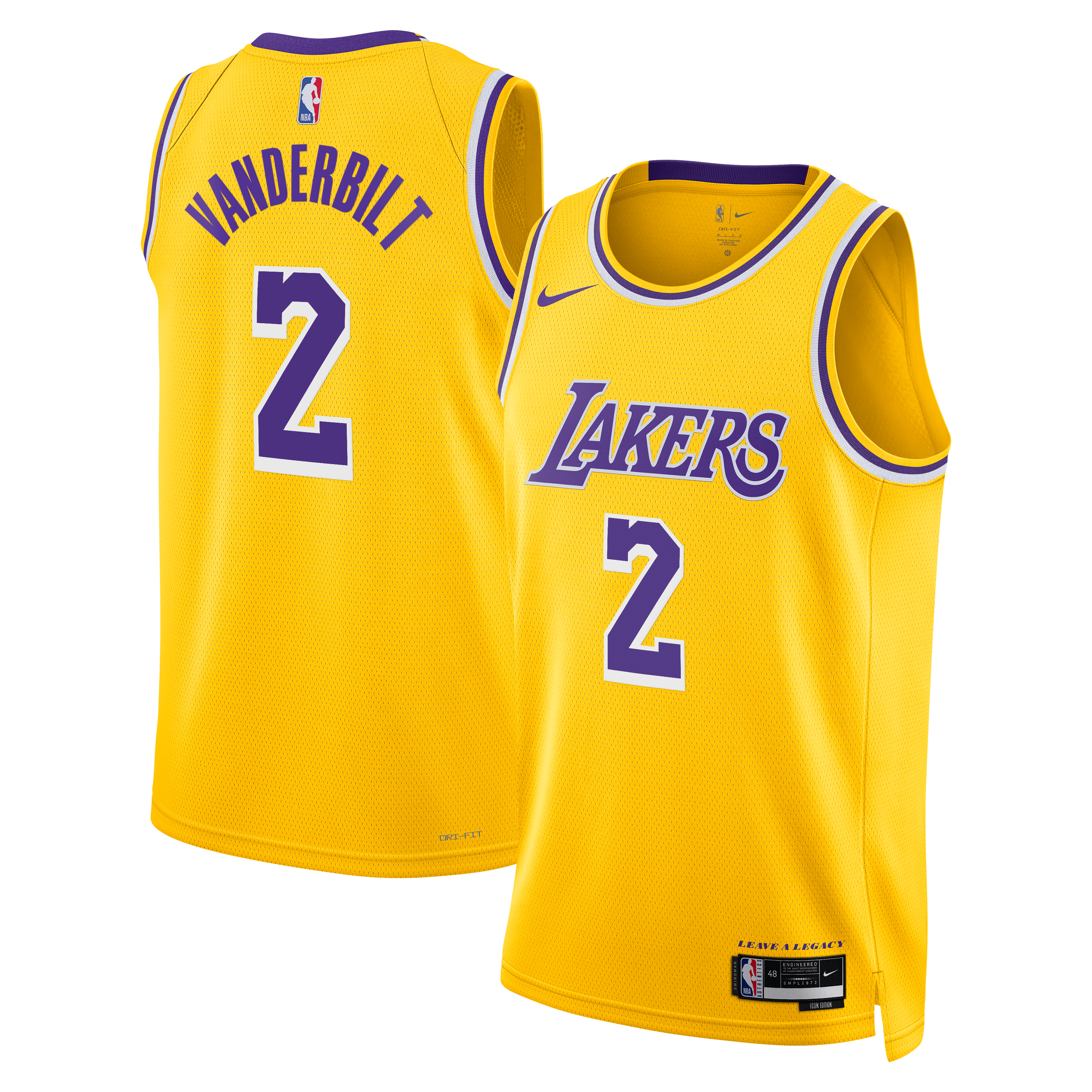 Los Angeles Lakers Nike Icon Edition Swingman Jersey - Gold - Jarred Vanderbilt - Unisex