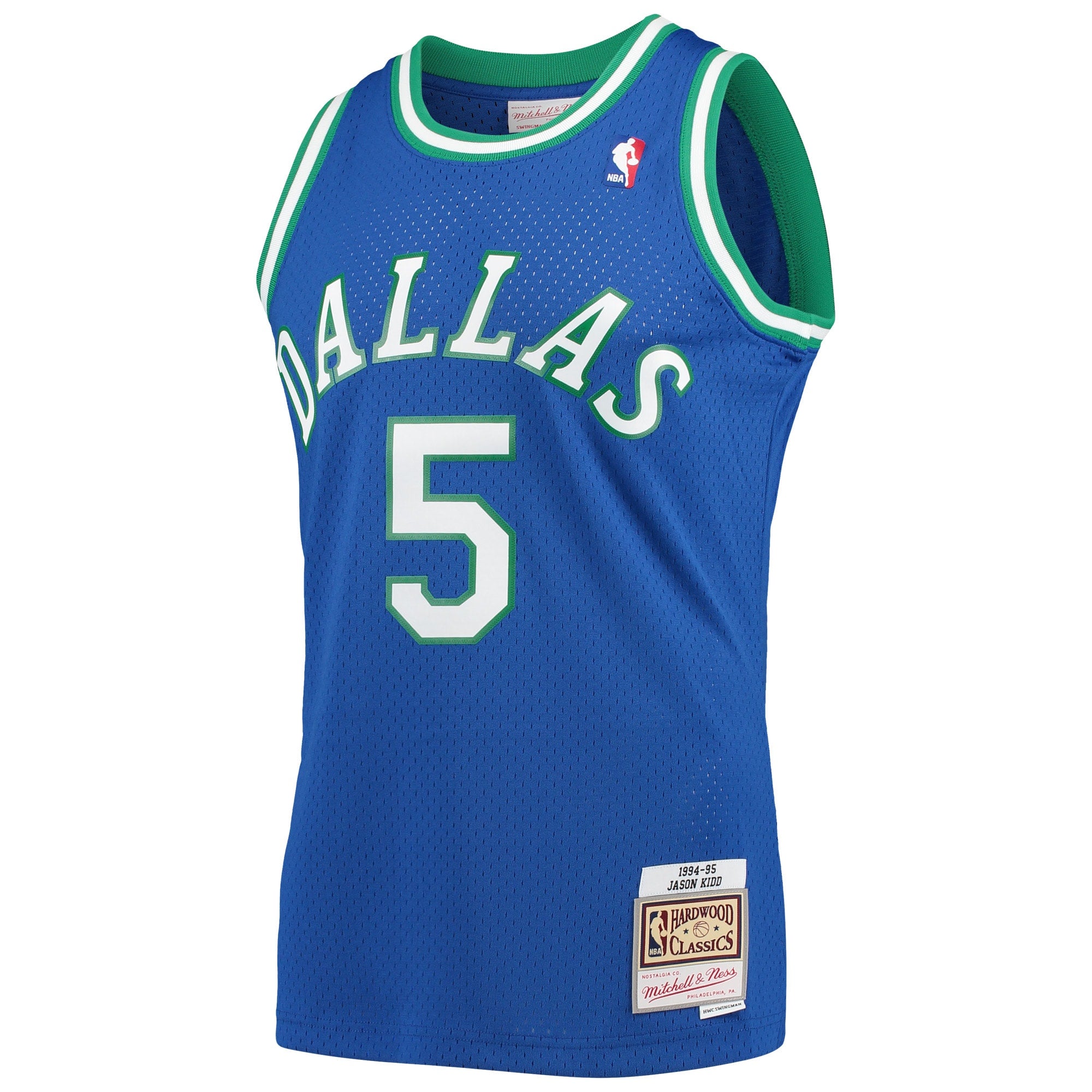 Men's Mitchell & Ness Jason Kidd Blue Dallas Mavericks 1994-95 Hardwood Classics Swingman Player Jersey