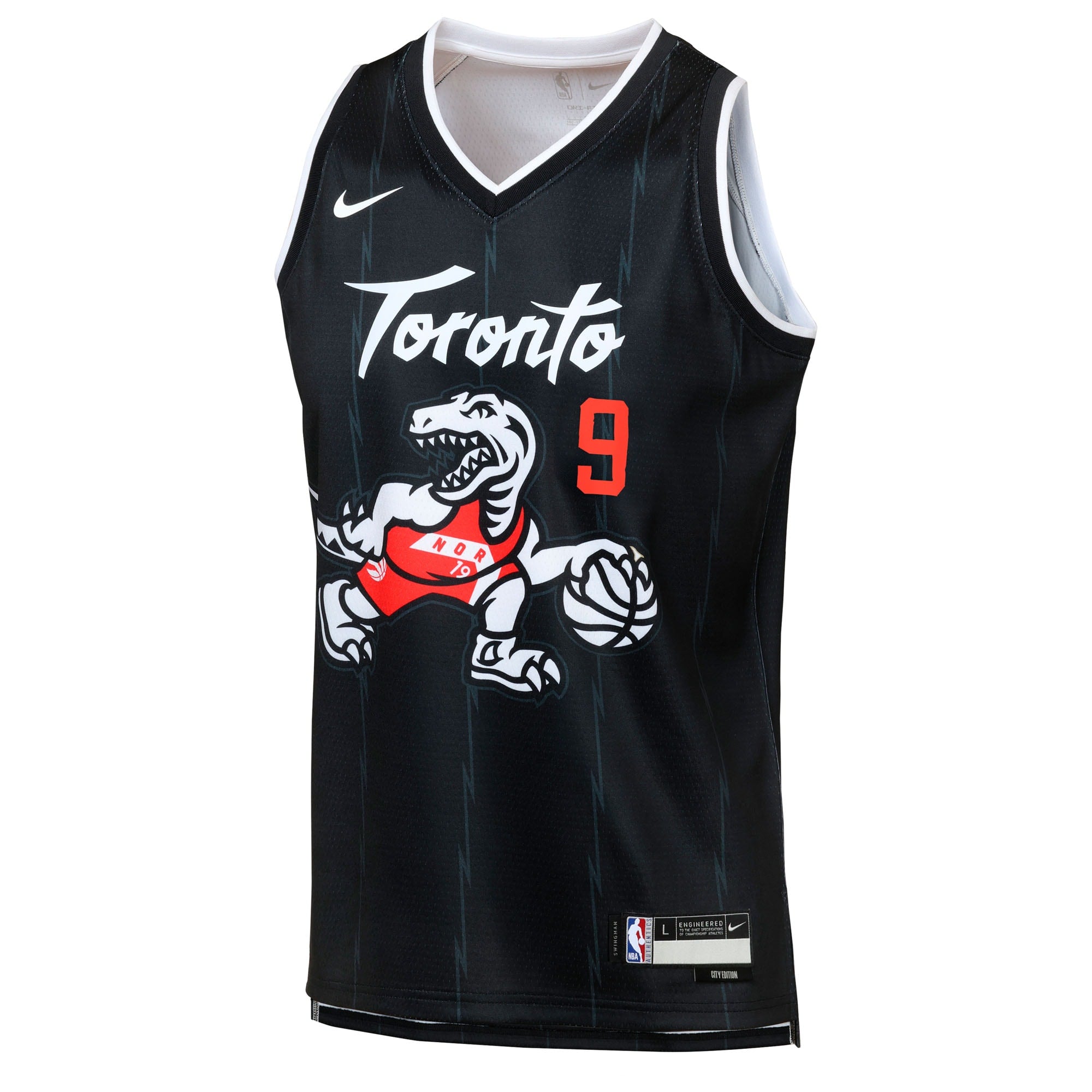 Toronto Raptors Nike 2025/26 City Edition Swingman Jersey - Black - RJ Barrett - Youth