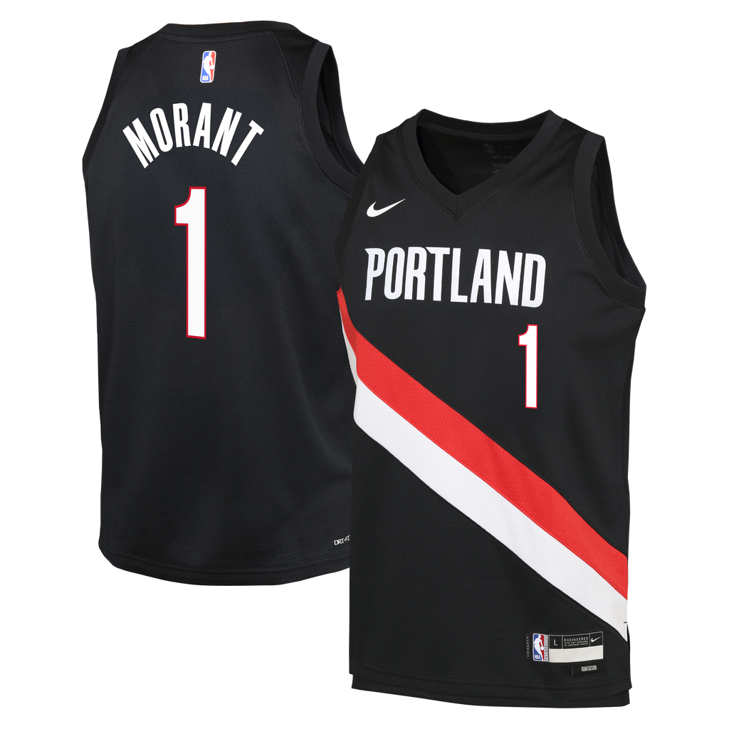 Portland Trail Blazers Nike Replica Icon Edition Swingman Jersey - Black - Ja Morant - Youth