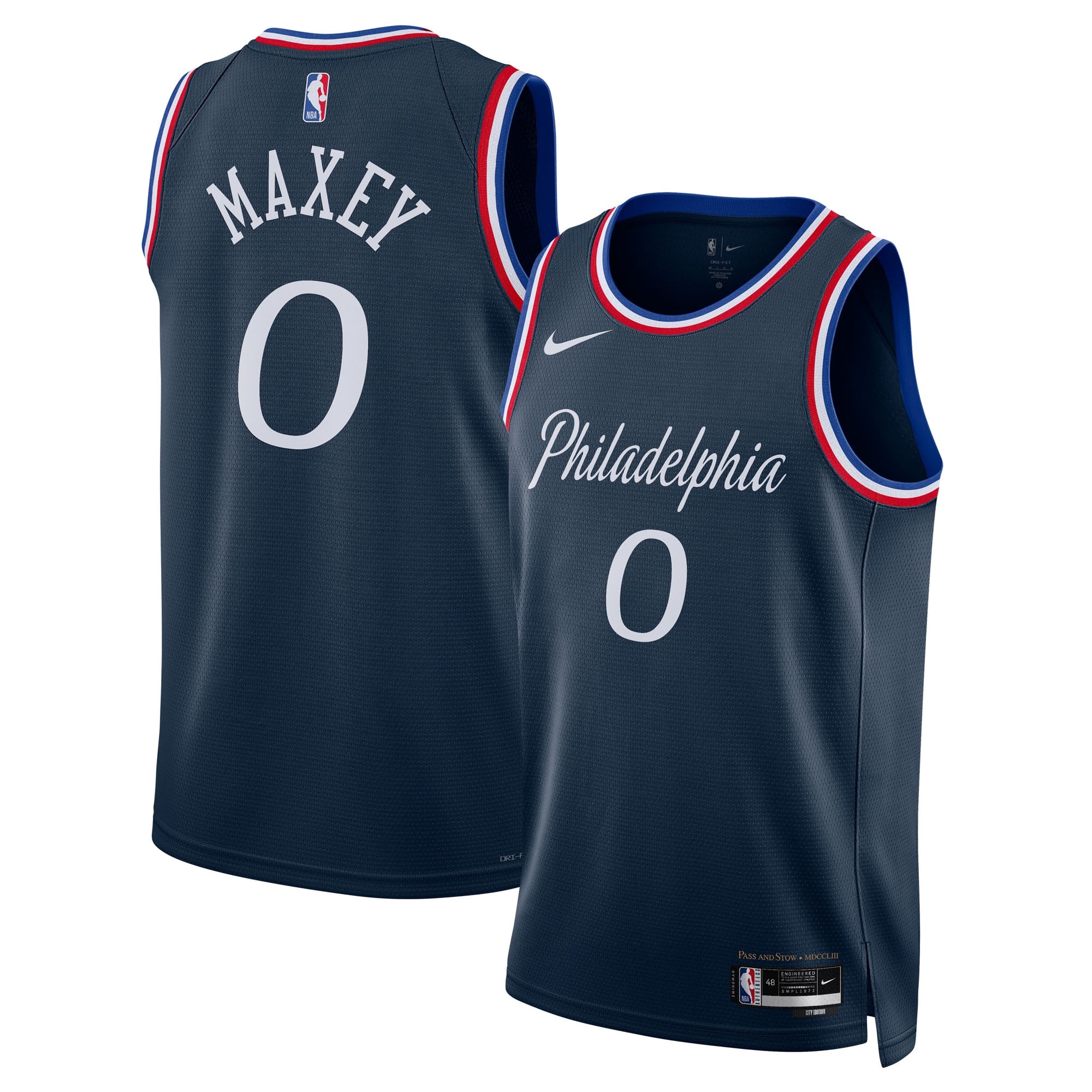 Philadelphia 76ers Nike 2025/26 City Edition Swingman Jersey - Navy - Tyrese Maxey - Unisex