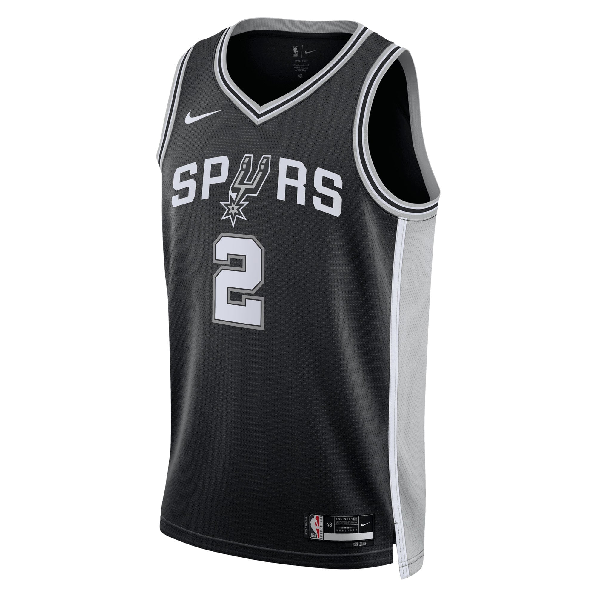 San Antonio Spurs Nike Icon Edition Swingman Jersey NBA 2025 First Round Draft Pick - Black - Dylan Harper - Youth
