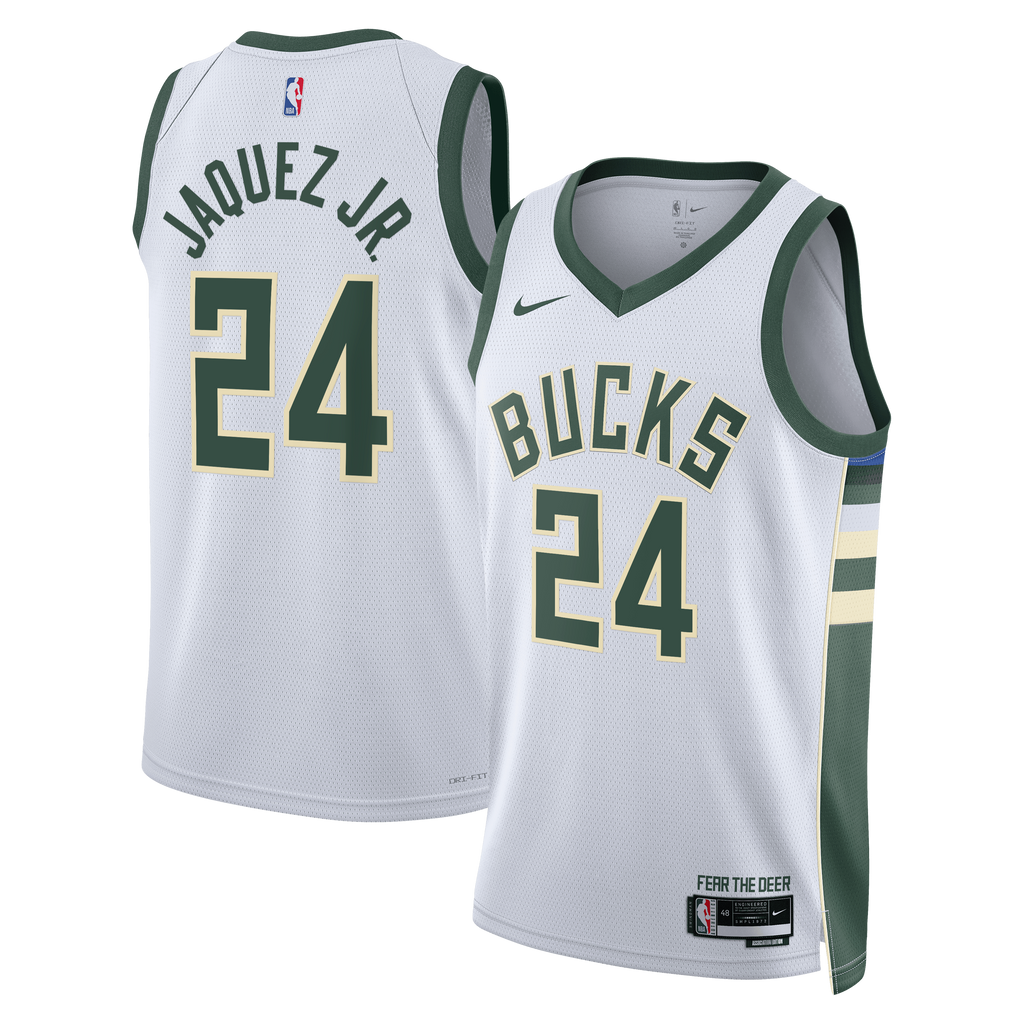Milwaukee Bucks Nike Association Edition Swingman Jersey - White - Jaime Jaquez Jr. - Unisex