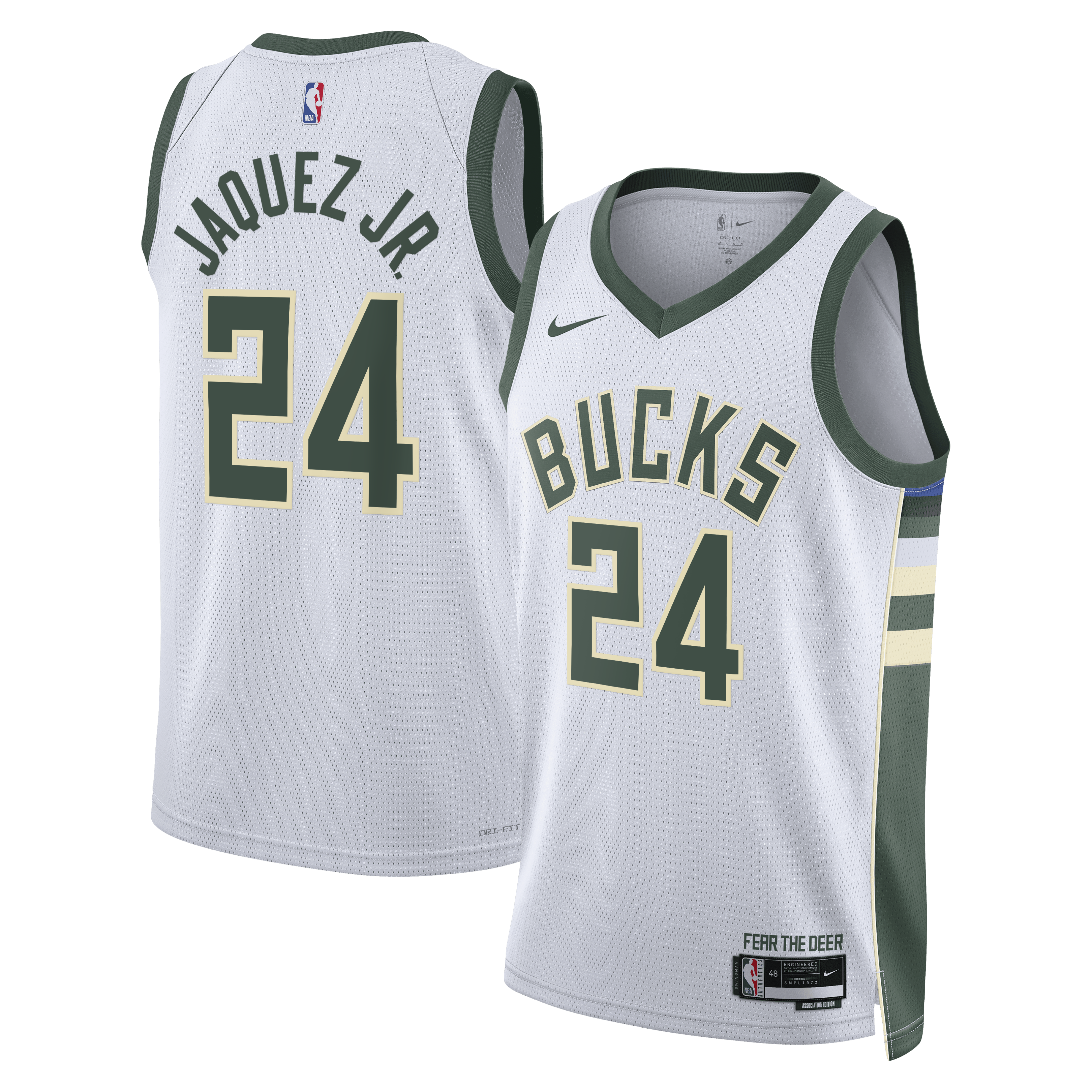 Milwaukee Bucks Nike Association Edition Swingman Jersey - White - Jaime Jaquez Jr. - Unisex