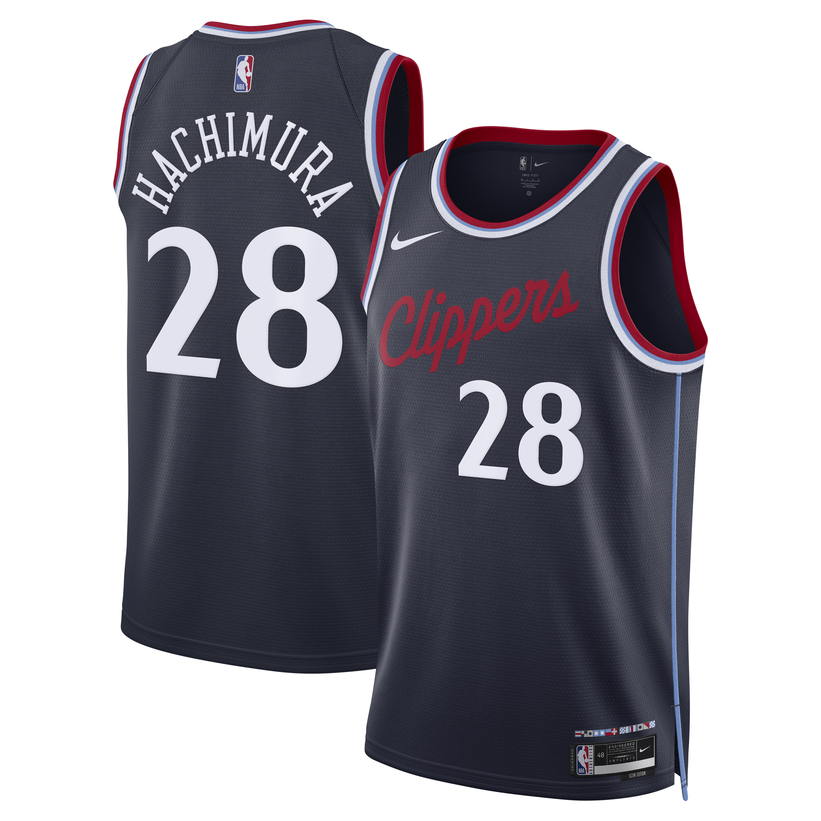 Los Angeles Clippers Nike Replica Icon Edition Swingman Jersey - Navy - Rui Hachimura - Youth