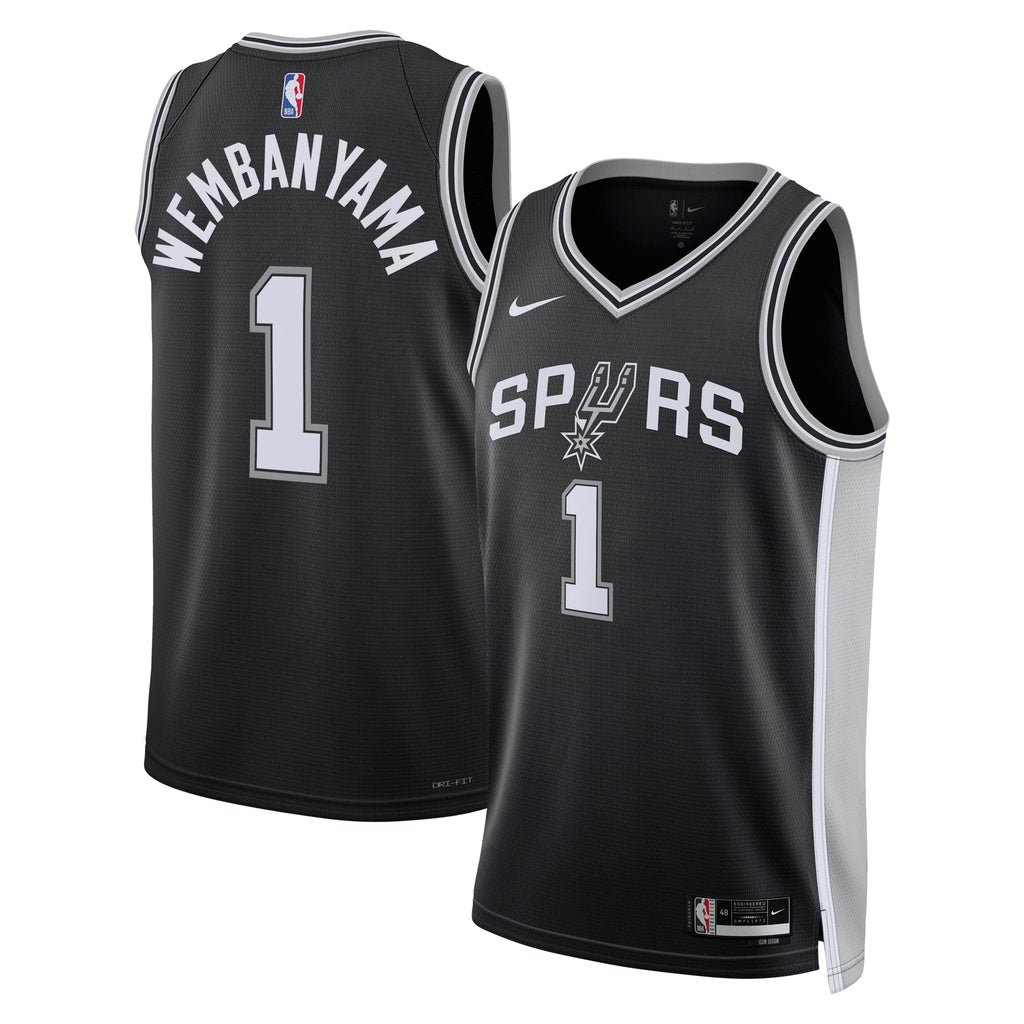 San Antonio Spurs Nike Icon Edition Swingman Jersey - Black - Victor Wembanyama - Unisex