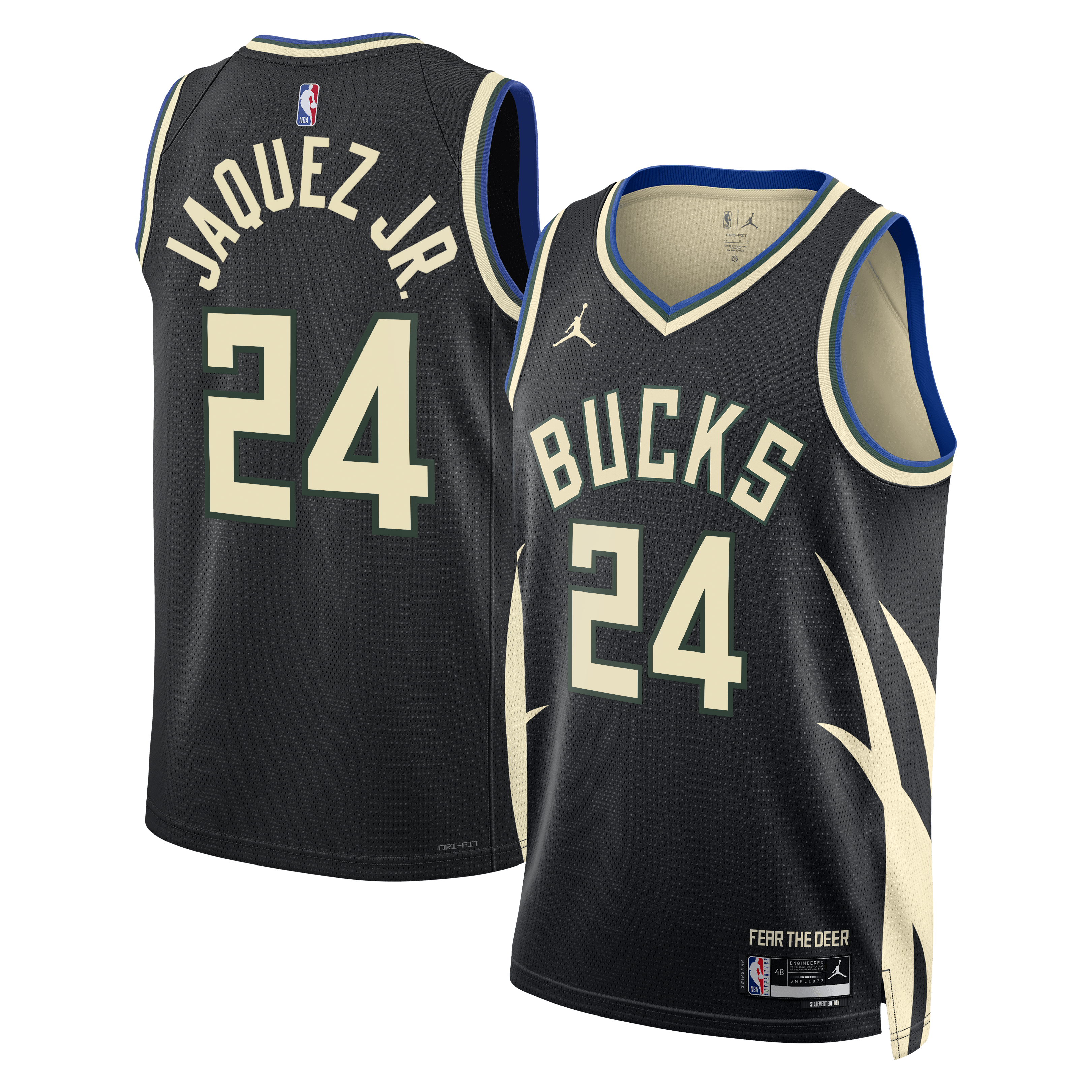 Milwaukee Bucks Jordan Brand Statement Edition Swingman Jersey - Hunter Green - Jaime Jaquez Jr. - Unisex