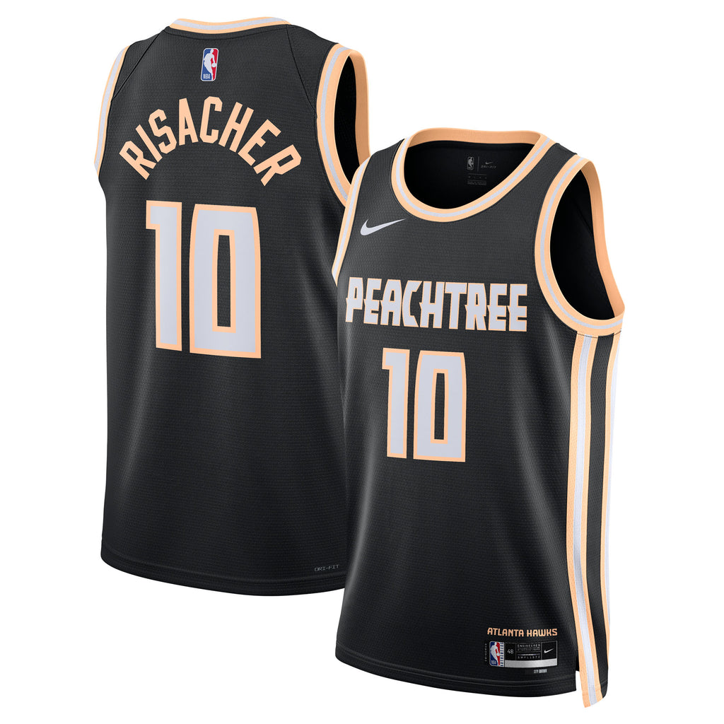 Atlanta Hawks Nike 2025/26 City Edition Swingman Jersey - Black - Zaccharie Risacher - Unisex