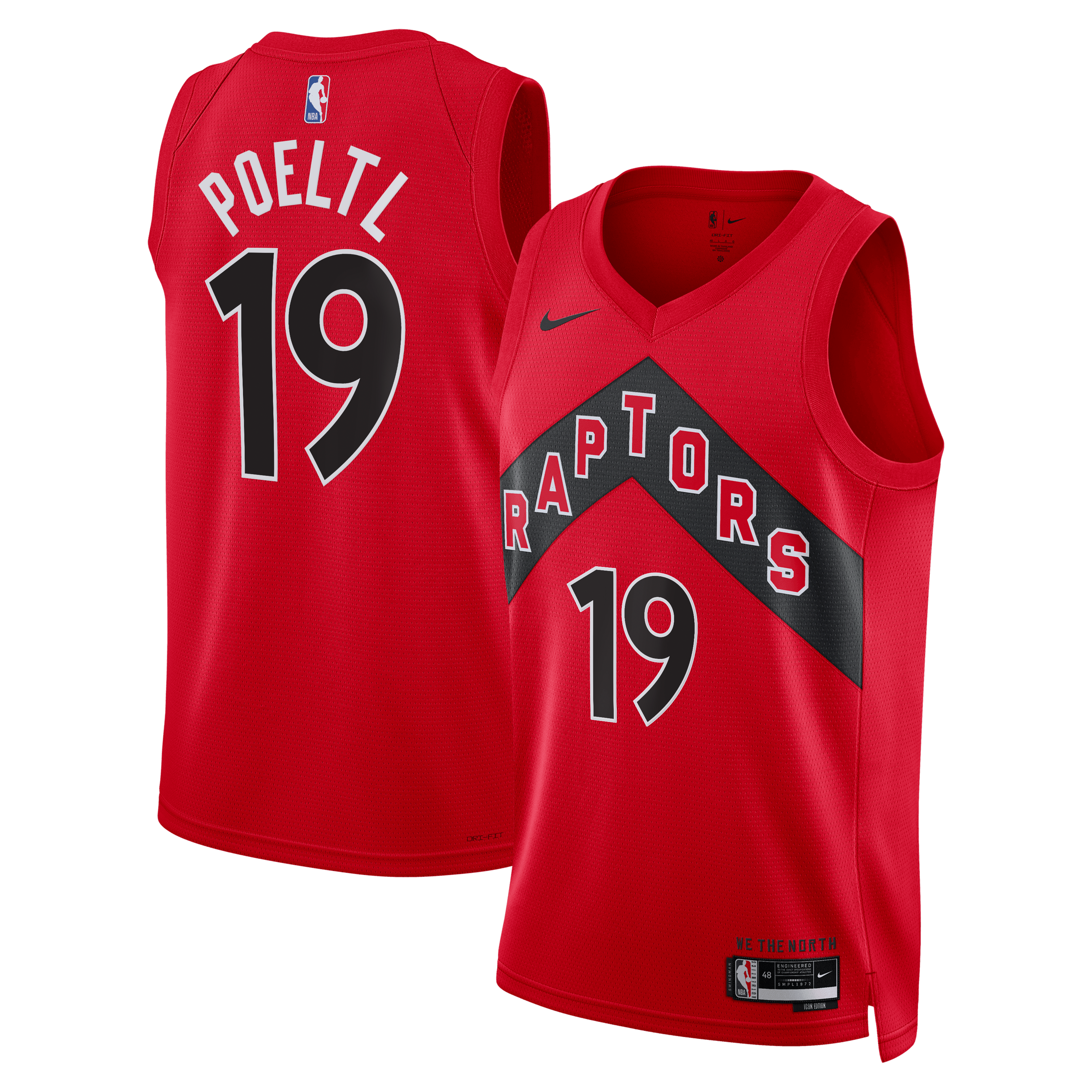 Toronto Raptors Nike Icon Edition Swingman Jersey - Red - Jakob Poeltl - Unisex