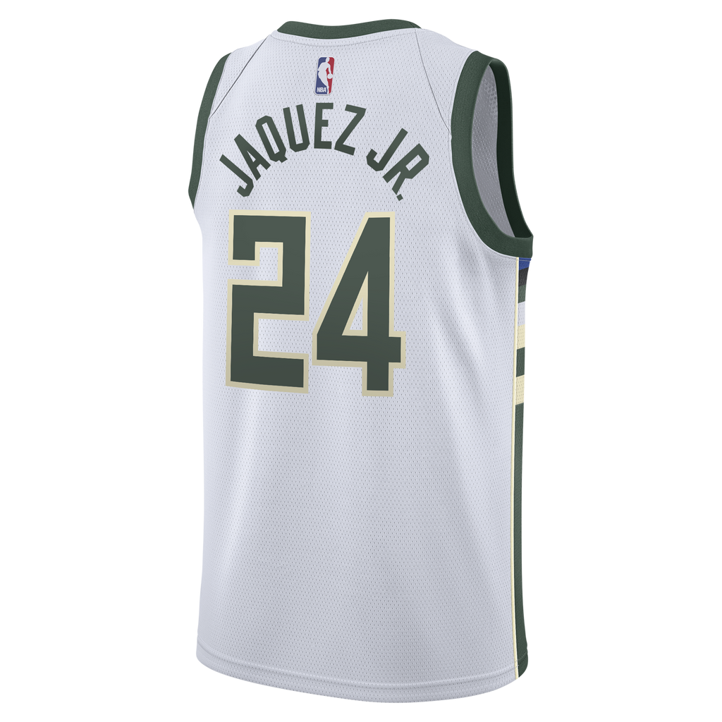 Milwaukee Bucks Nike Association Edition Swingman Jersey - White - Jaime Jaquez Jr. - Youth