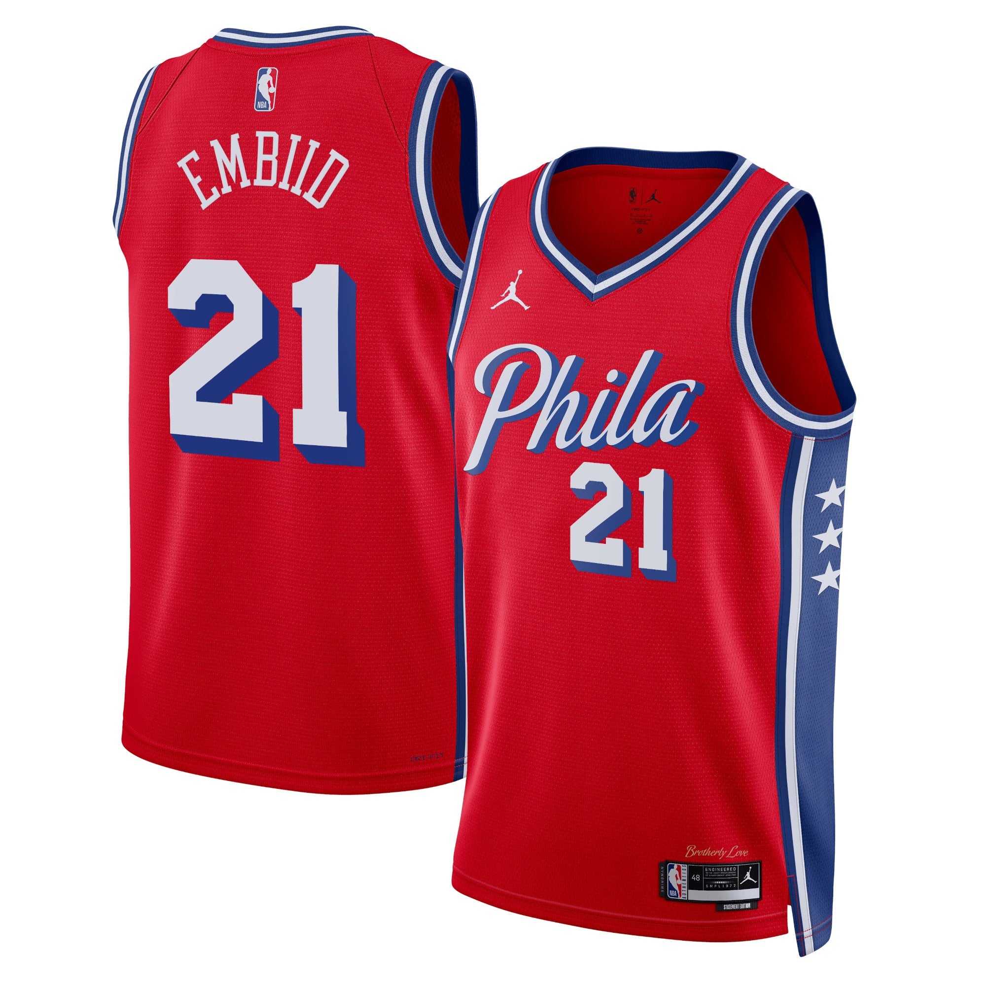 Philadelphia 76ers Jordan Statement Edition Swingman Jersey - Red - Joel Embiid - Unisex