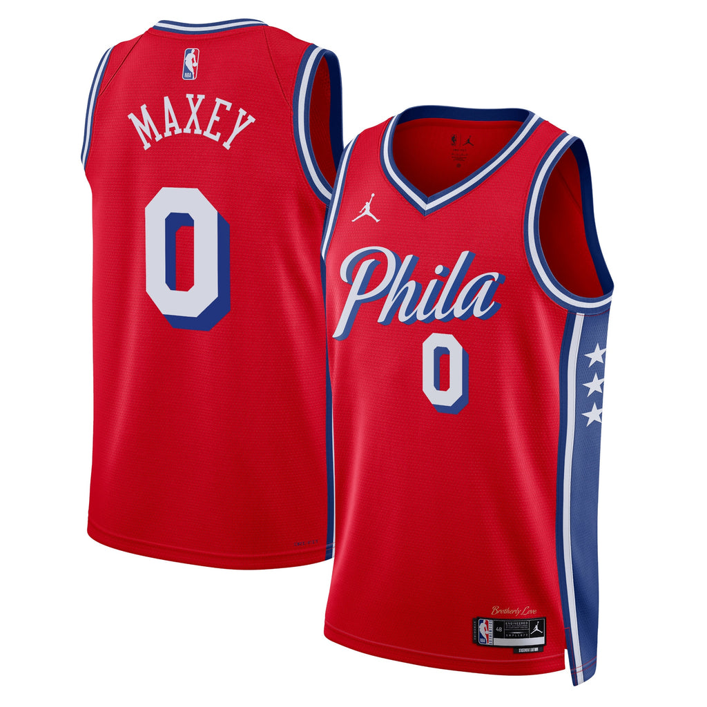 Philadelphia 76ers Jordan Statement Edition Swingman Jersey - Red - Tyrese Maxey - Unisex