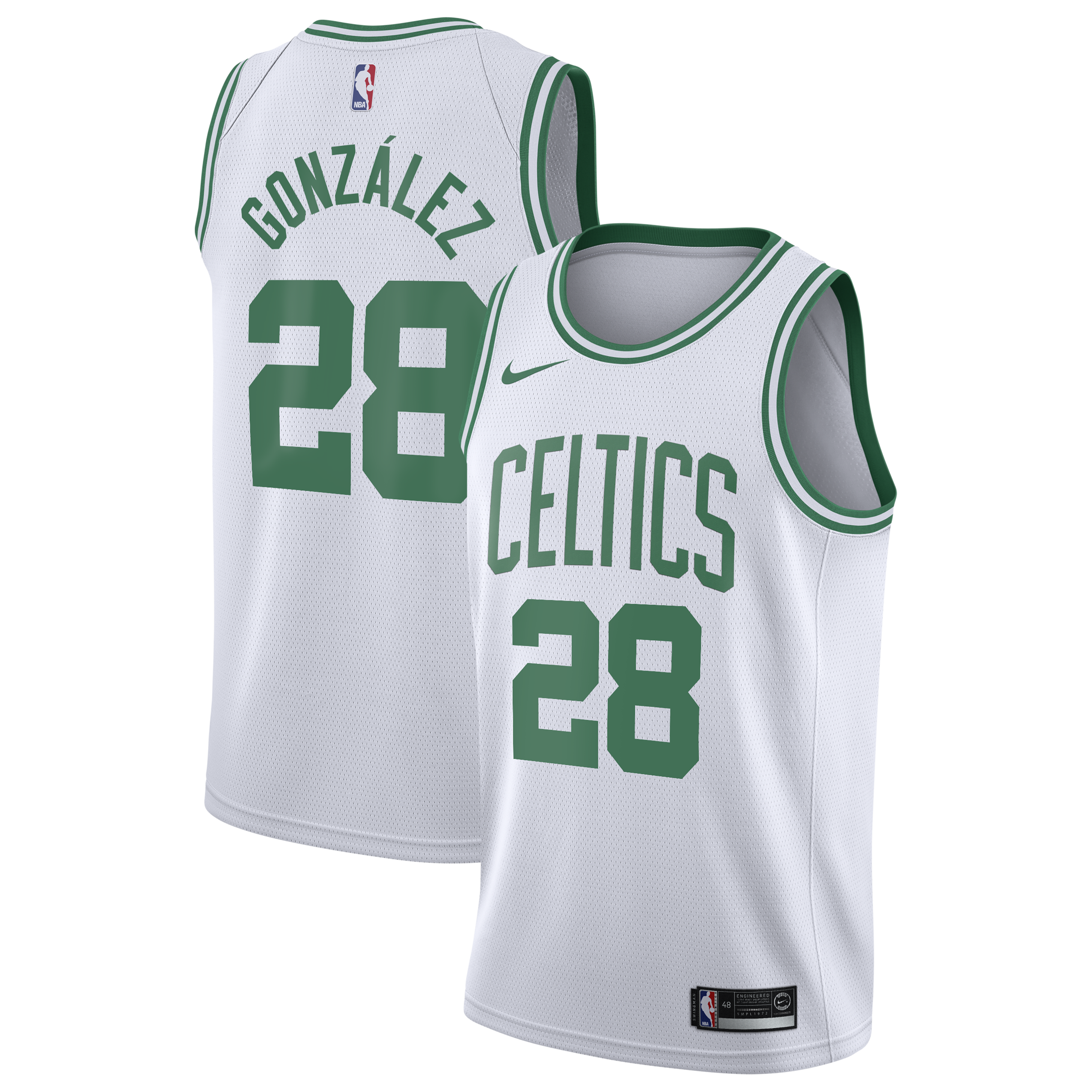 Boston Celtics Nike Association Edition Swingman Jersey - White - Hugo González - Youth