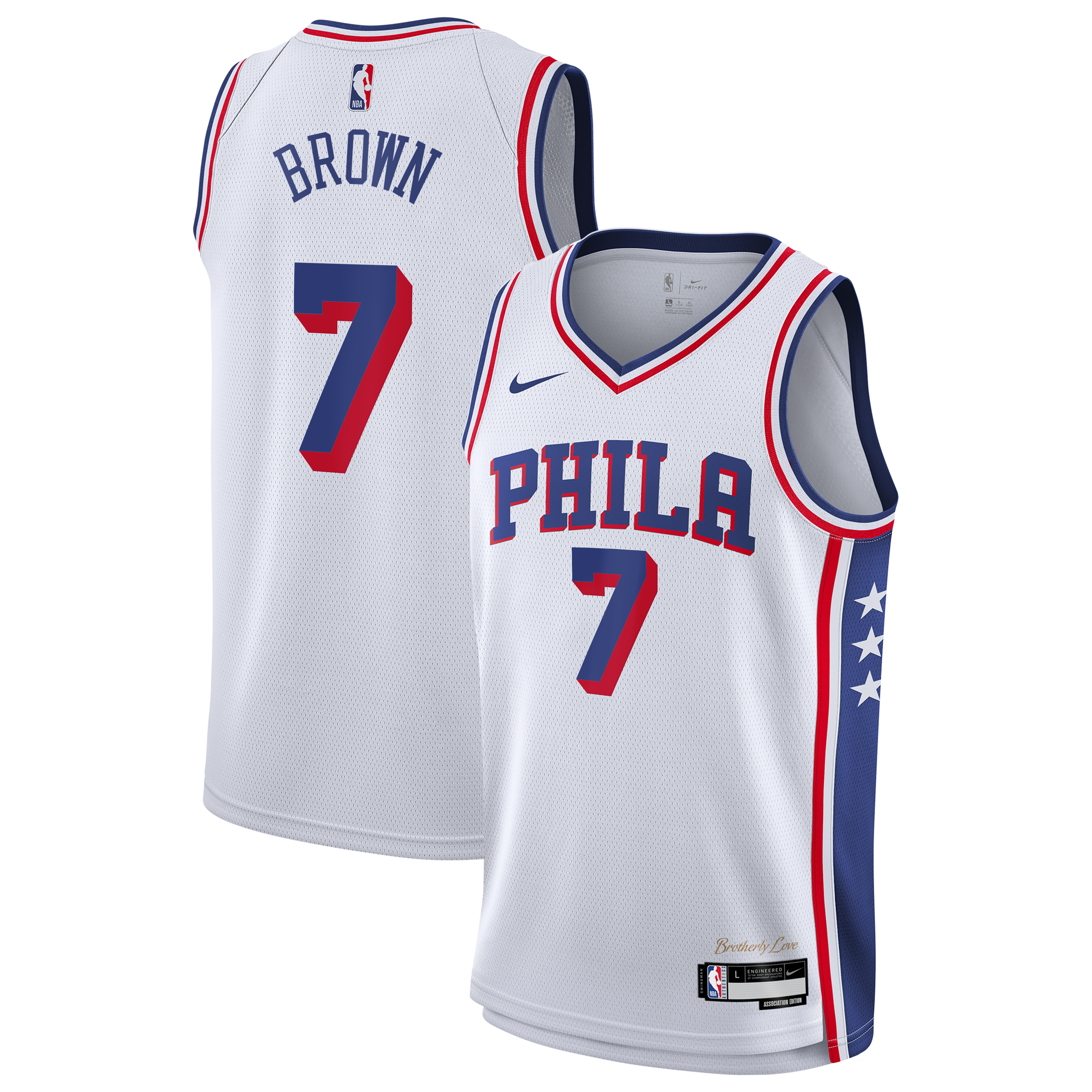 Philadelphia 76ers Nike Association Edition Swingman Jersey - White - Jaylen Brown - Youth