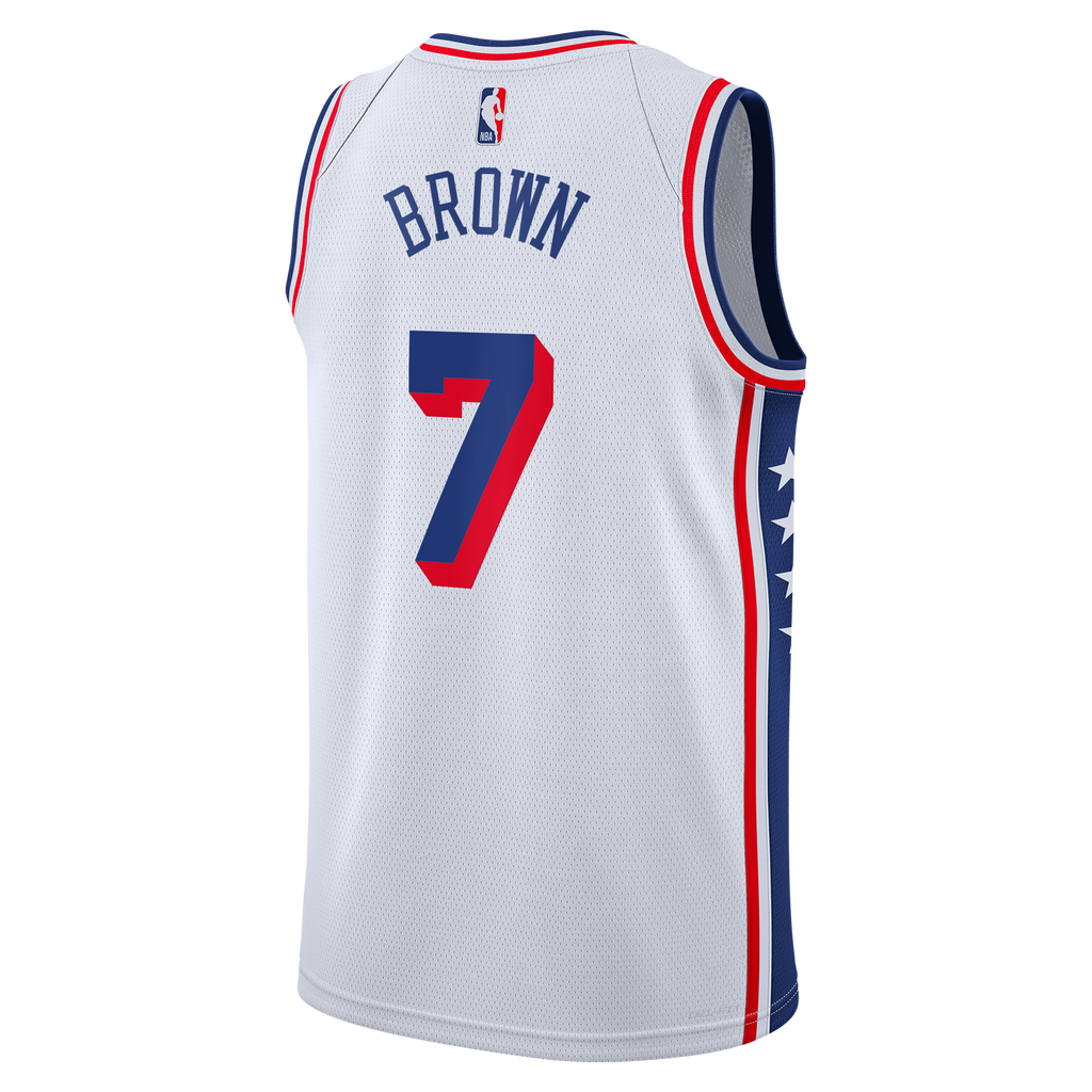 Philadelphia 76ers Nike Association Edition Swingman Jersey - White - Jaylen Brown - Youth