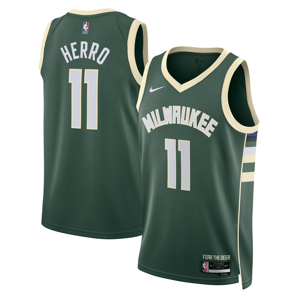 Milwaukee Bucks Nike Icon Edition Swingman Jersey - Hunter Green - Tyler Herro - Unisex
