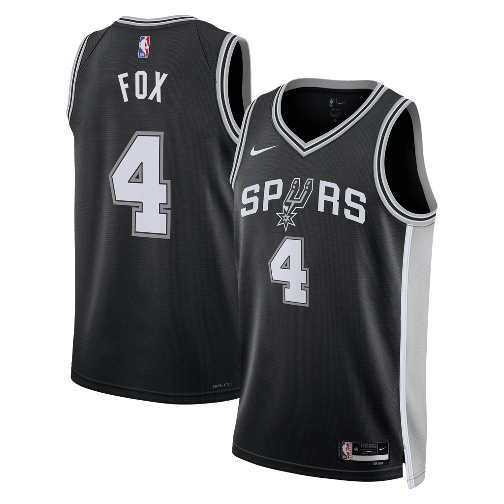 San Antonio Spurs Nike Icon Edition Swingman Jersey - Black - De'Aaron Fox - Unisex