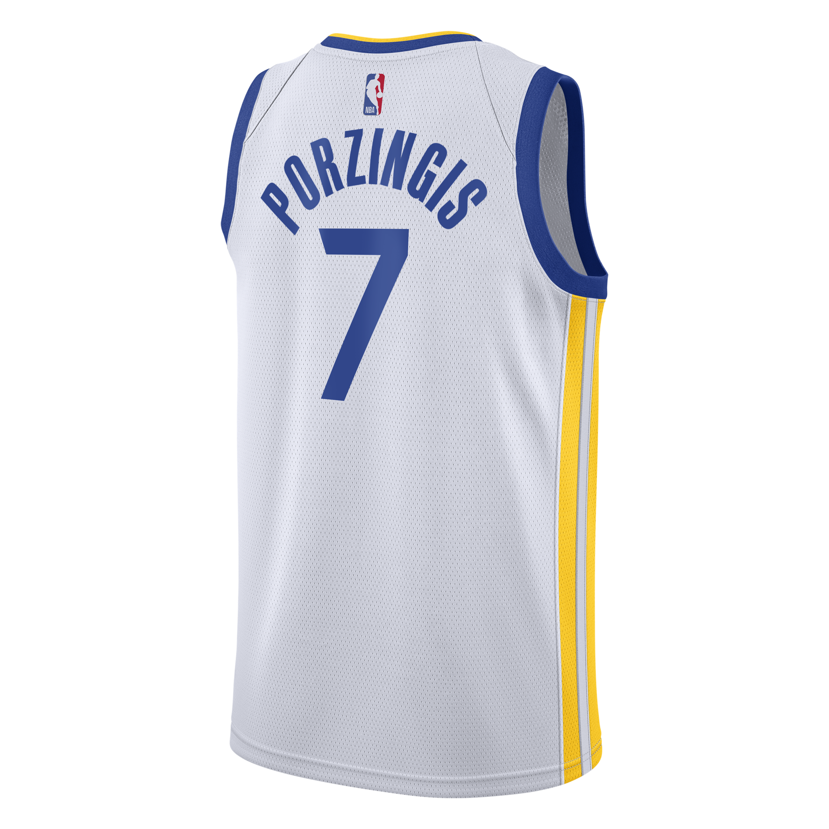 Golden State Warriors Nike Association Edition Swingman Jersey - White - Kristaps Porziņģis - Youth