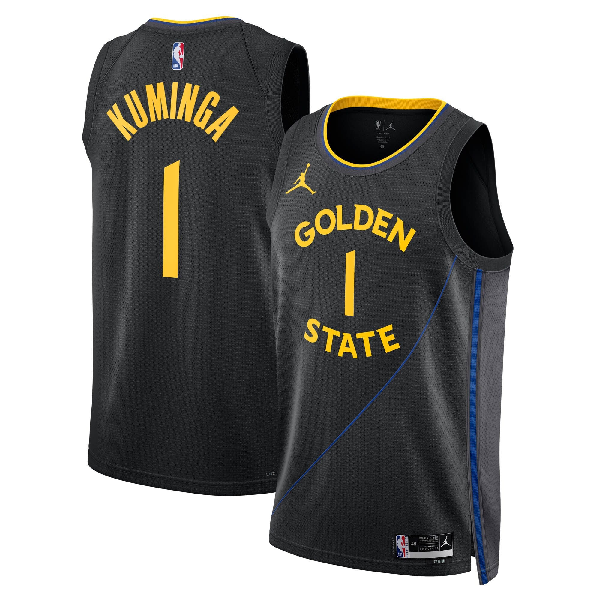 Golden State Warriors Jordan Brand 2024/25 Statement Edition Swingman Jersey - Black - Jonathan Kuminga - Unisex