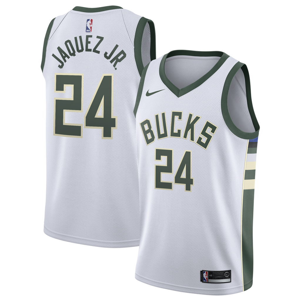 Milwaukee Bucks Nike Association Edition Swingman Jersey - White - Jaime Jaquez Jr. - Youth