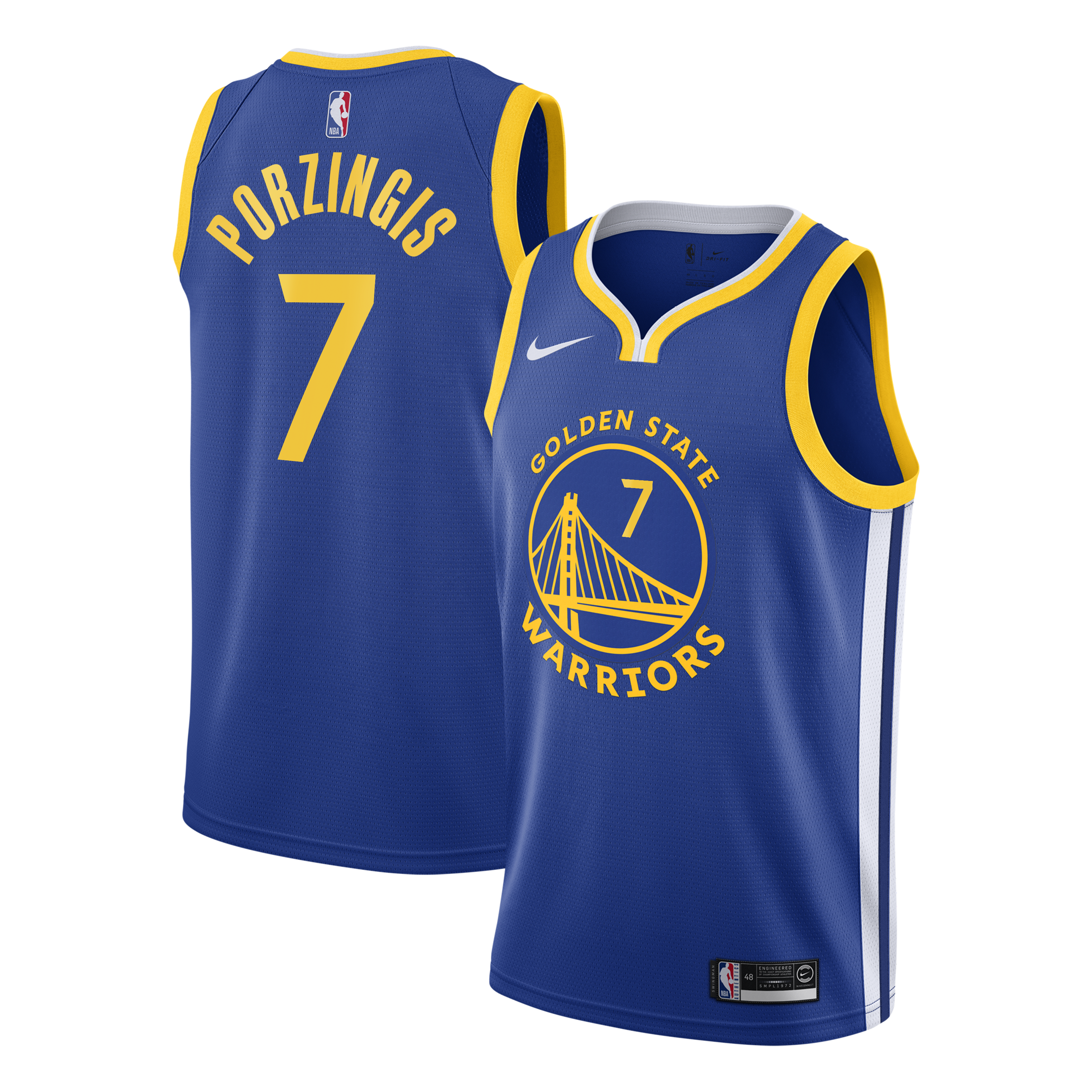 Golden State Warriors Nike Icon Edition Swingman Jersey - Royal - Kristaps Porziņģis - Youth