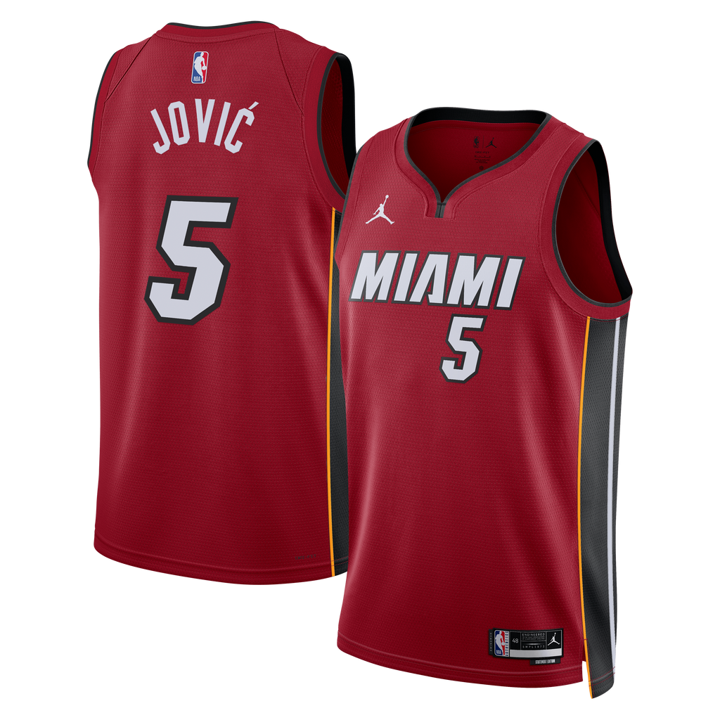Miami Heat Jordan Brand Statement Edition Swingman Jersey - Red - Nikola Jović - Unisex