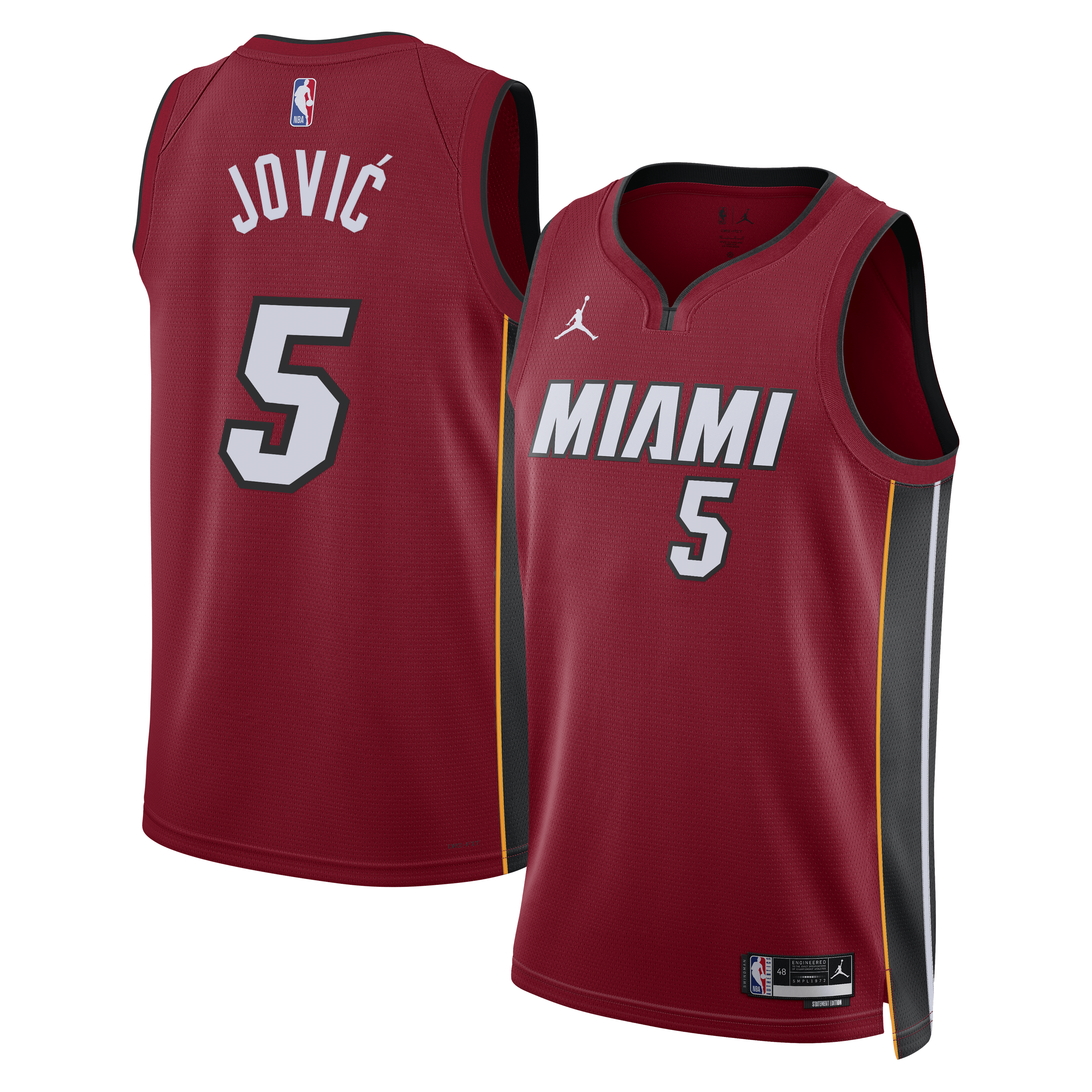 Miami Heat Jordan Brand Statement Edition Swingman Jersey - Red - Nikola Jović - Unisex