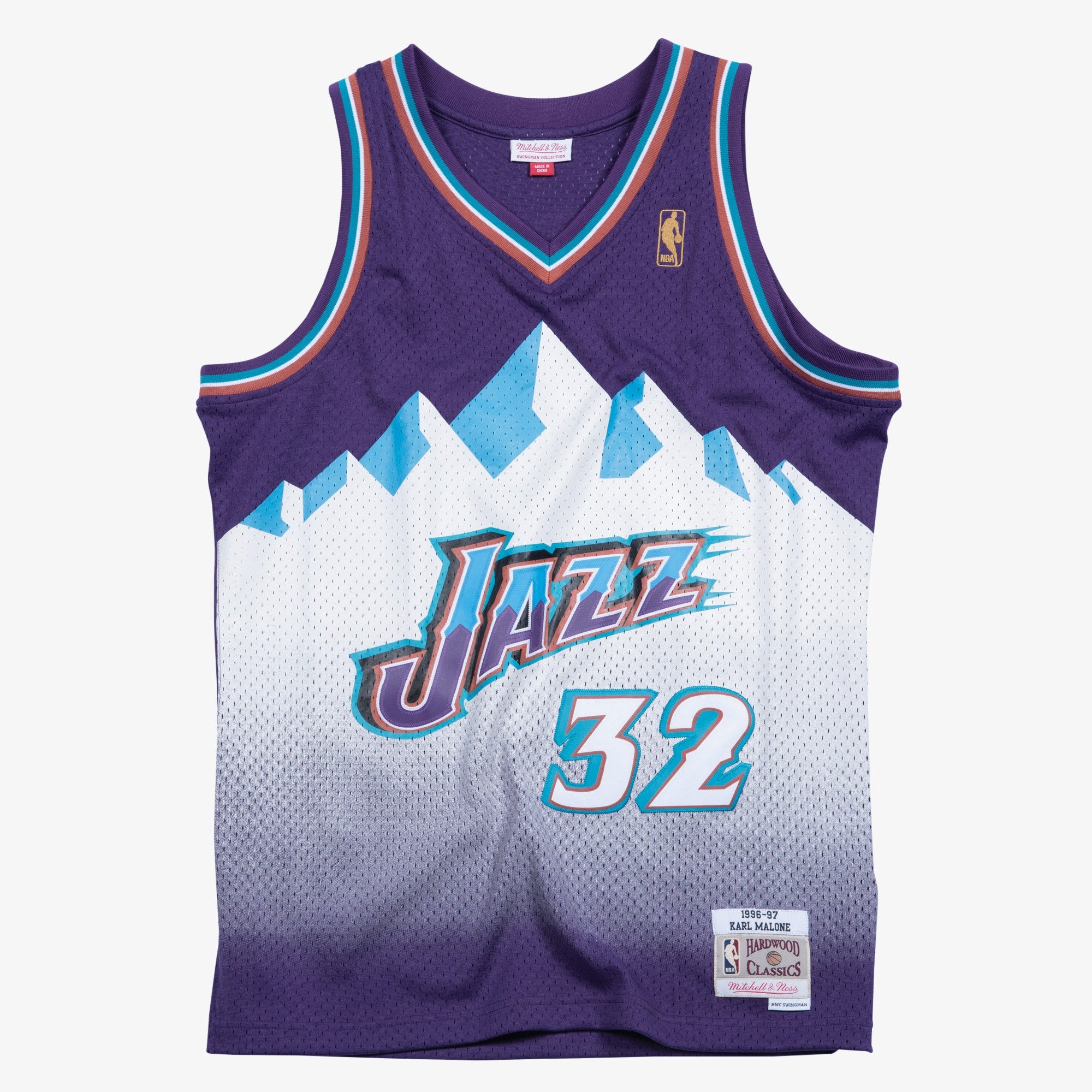 Utah Jazz Mitchell & Ness Karl Malone 1996 Swingman Road Authentic Jersey - Purple