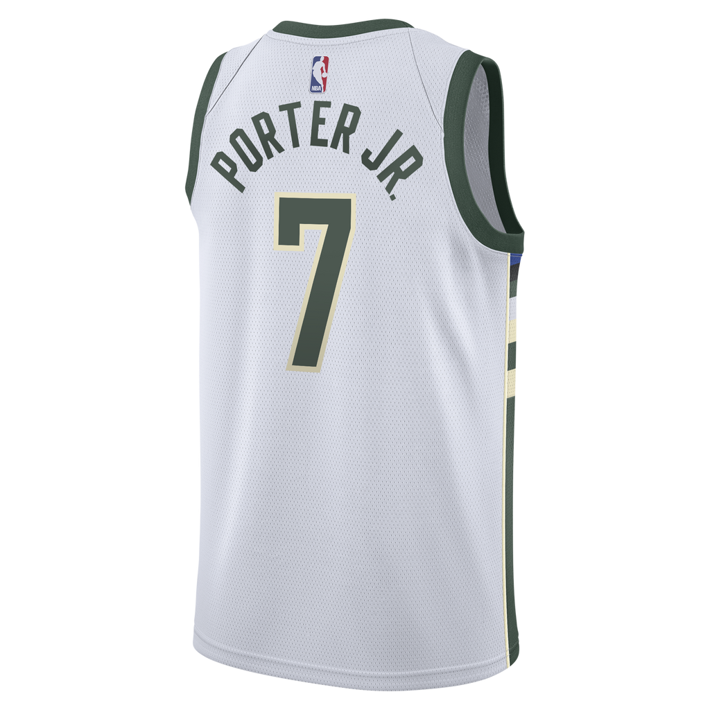 Milwaukee Bucks Nike Association Edition Swingman Jersey - White - Kevin Porter Jr. - Youth