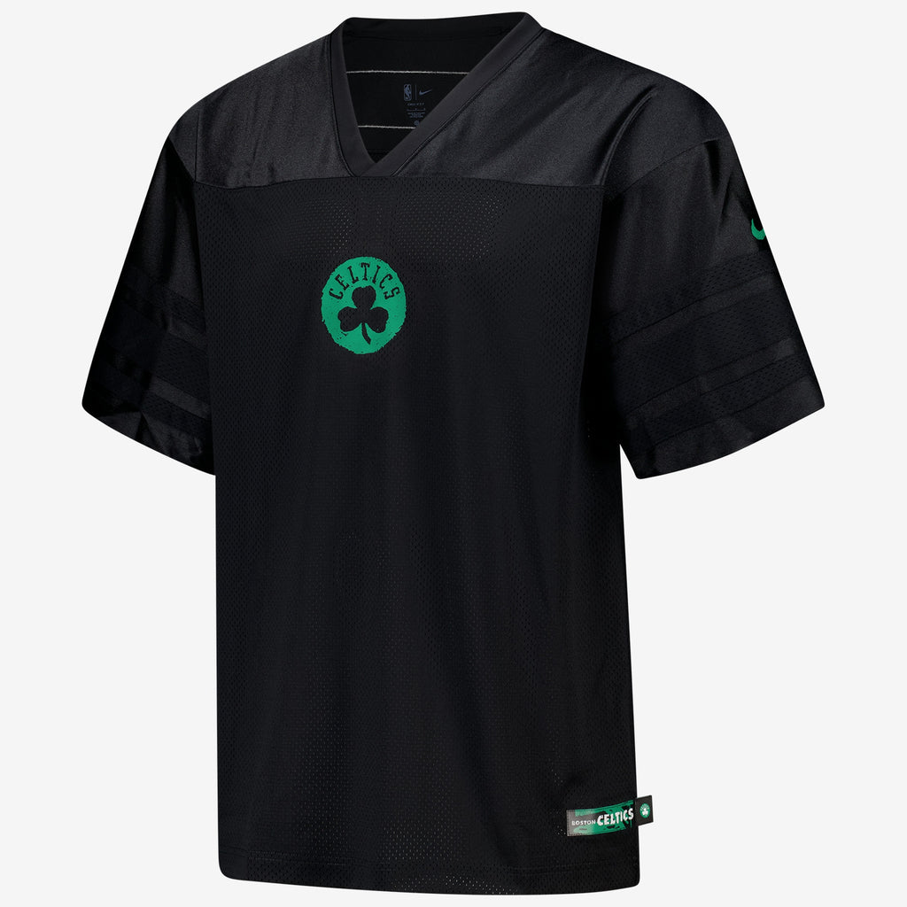 Boston Celtics Nike Courtside Football Jersey - Black - Mens