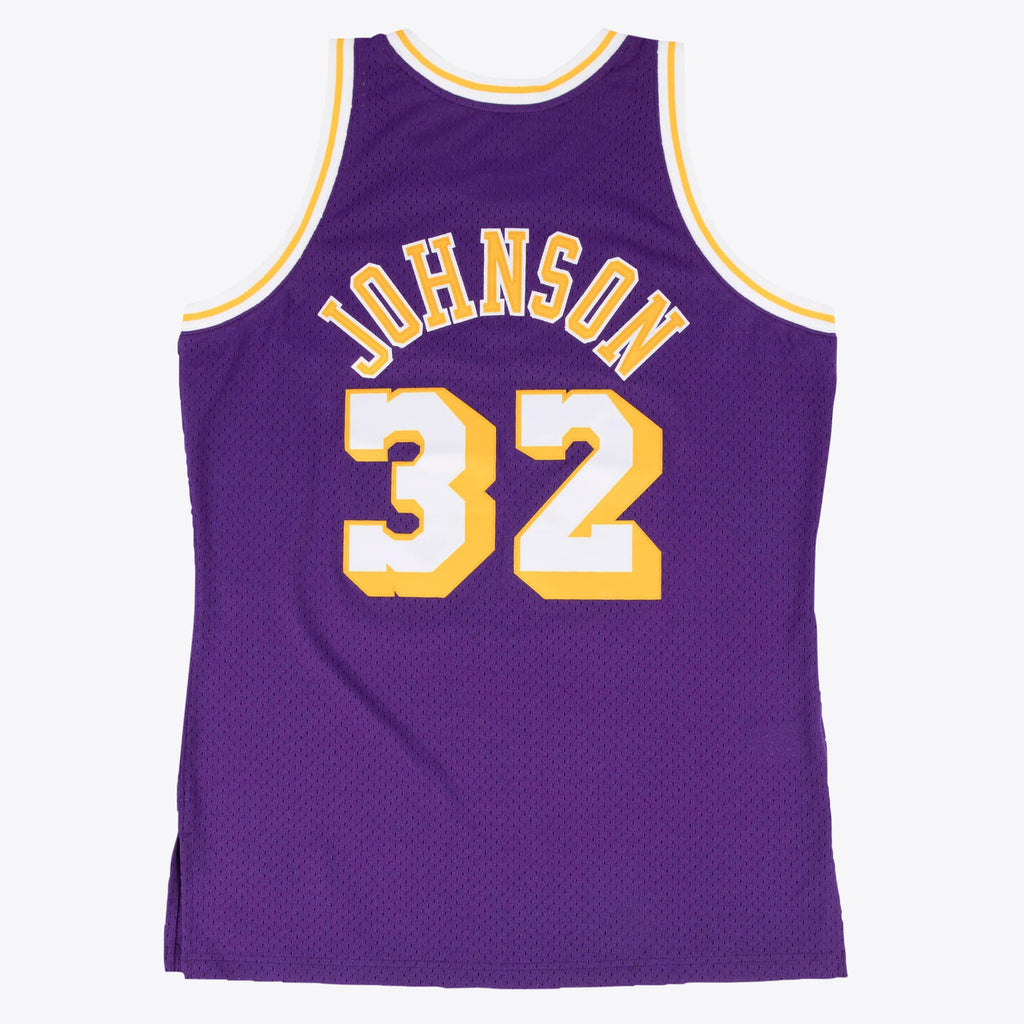Los Angeles Lakers Magic Johnson 1984-85 Hardwood Classics Road Swingman Jersey By Mitchell & Ness - Purple - Mens