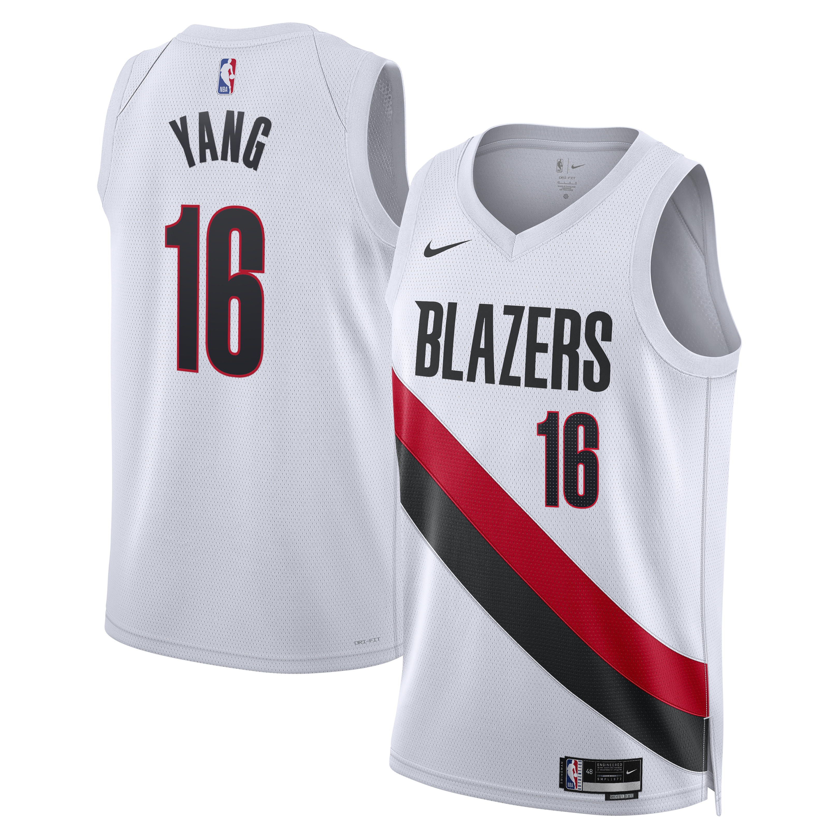 Portland Trail Blazers Nike Replica Association Edition Swingman Jersey - White - Yang Hansen - Unisex
