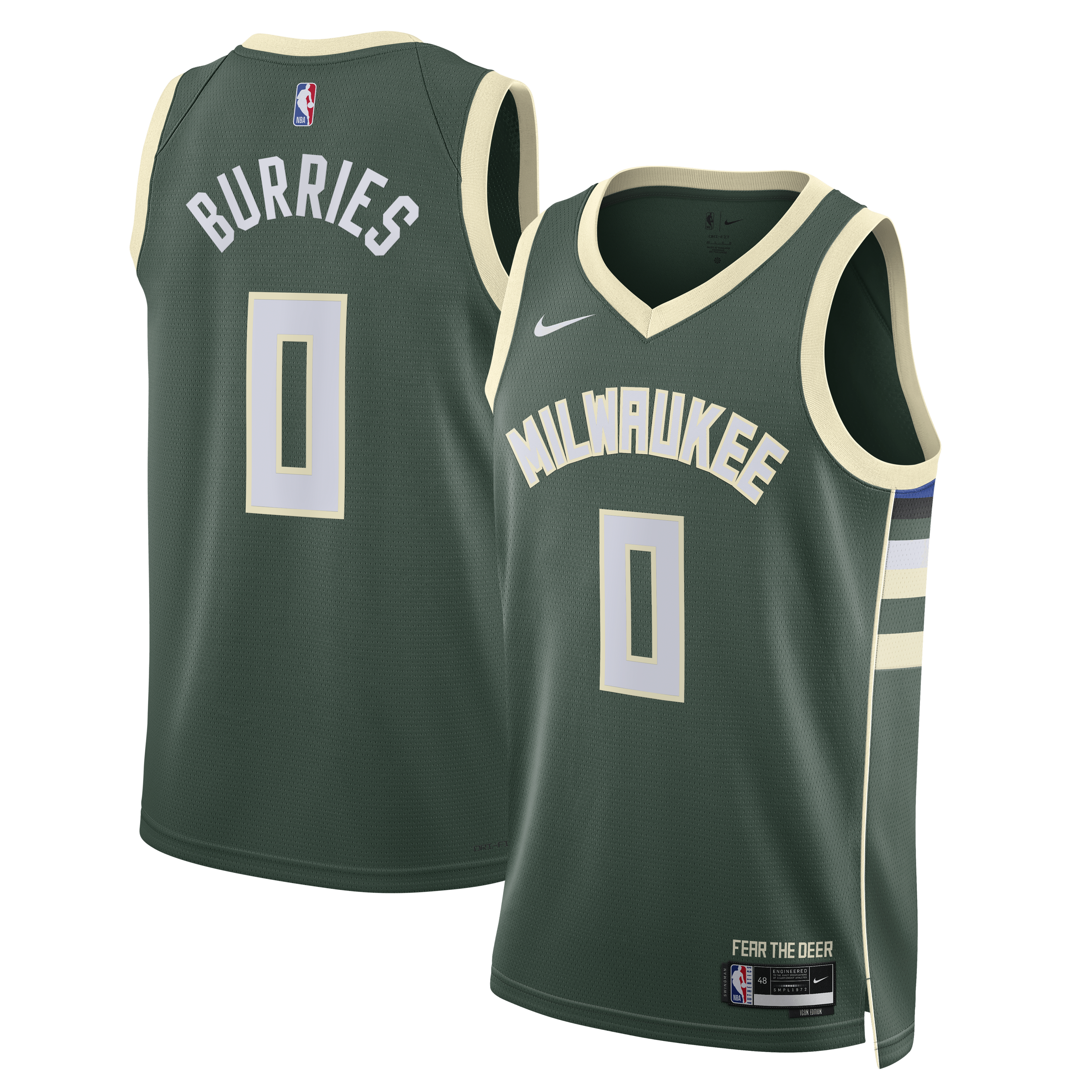 Milwaukee Bucks Nike Icon Swingman Jersey - Green - Brayden Burries - Unisex