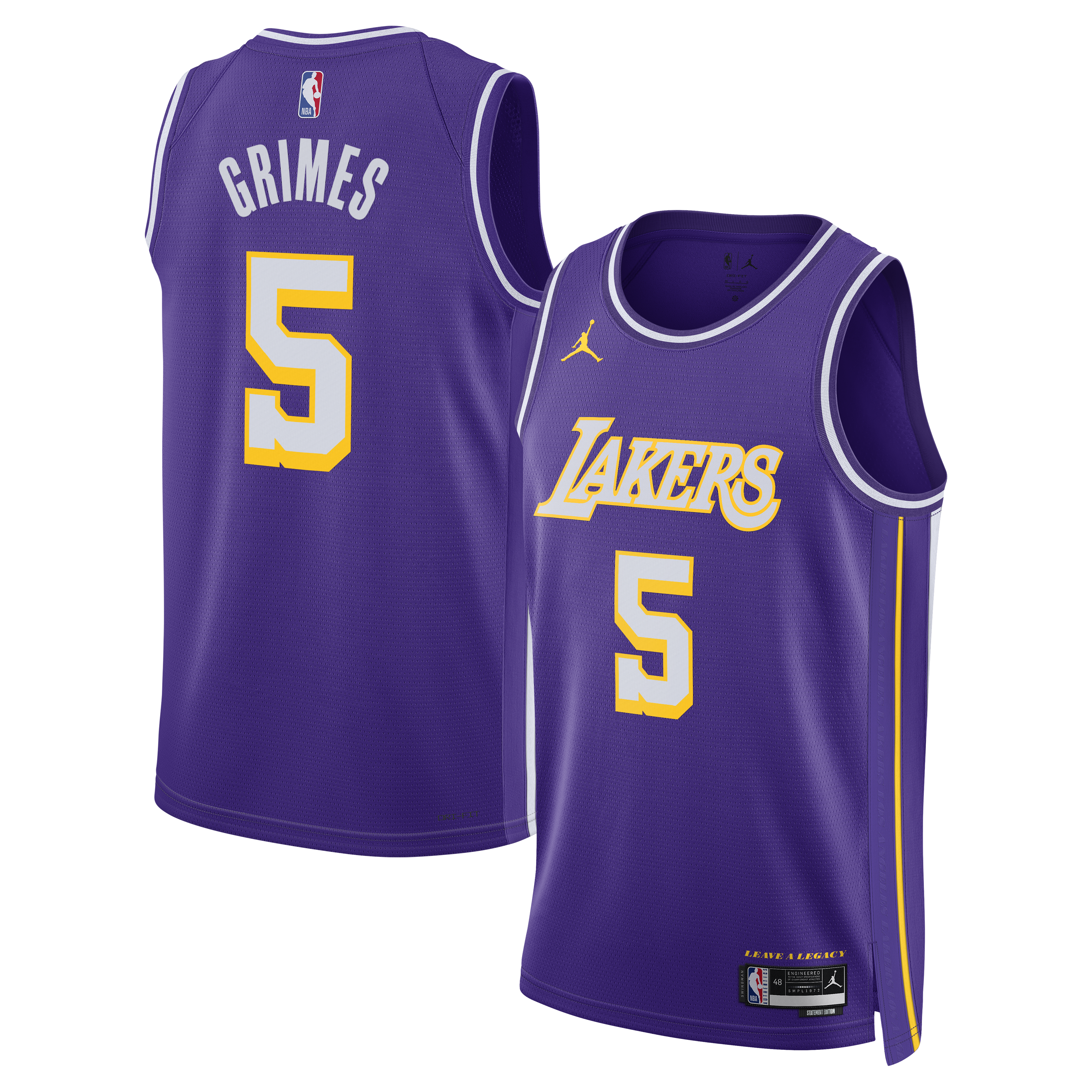 Los Angeles Lakers Jordan Brand Statement Edition Jersey - Purple - Quentin Grimes - Unisex