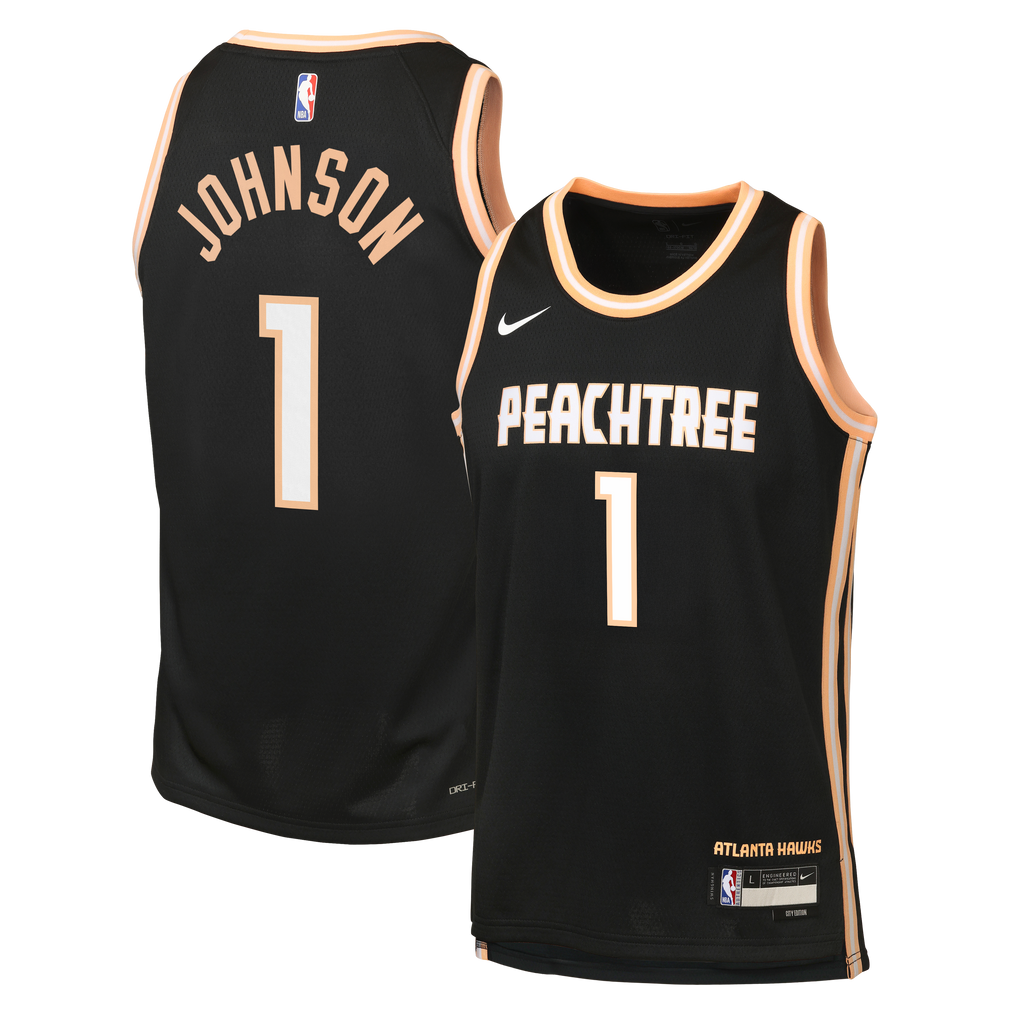 Nike Atlanta Hawks 2025/26 Nike City Edition Swingman Jersey - Black - Jalen Johnson - Youth