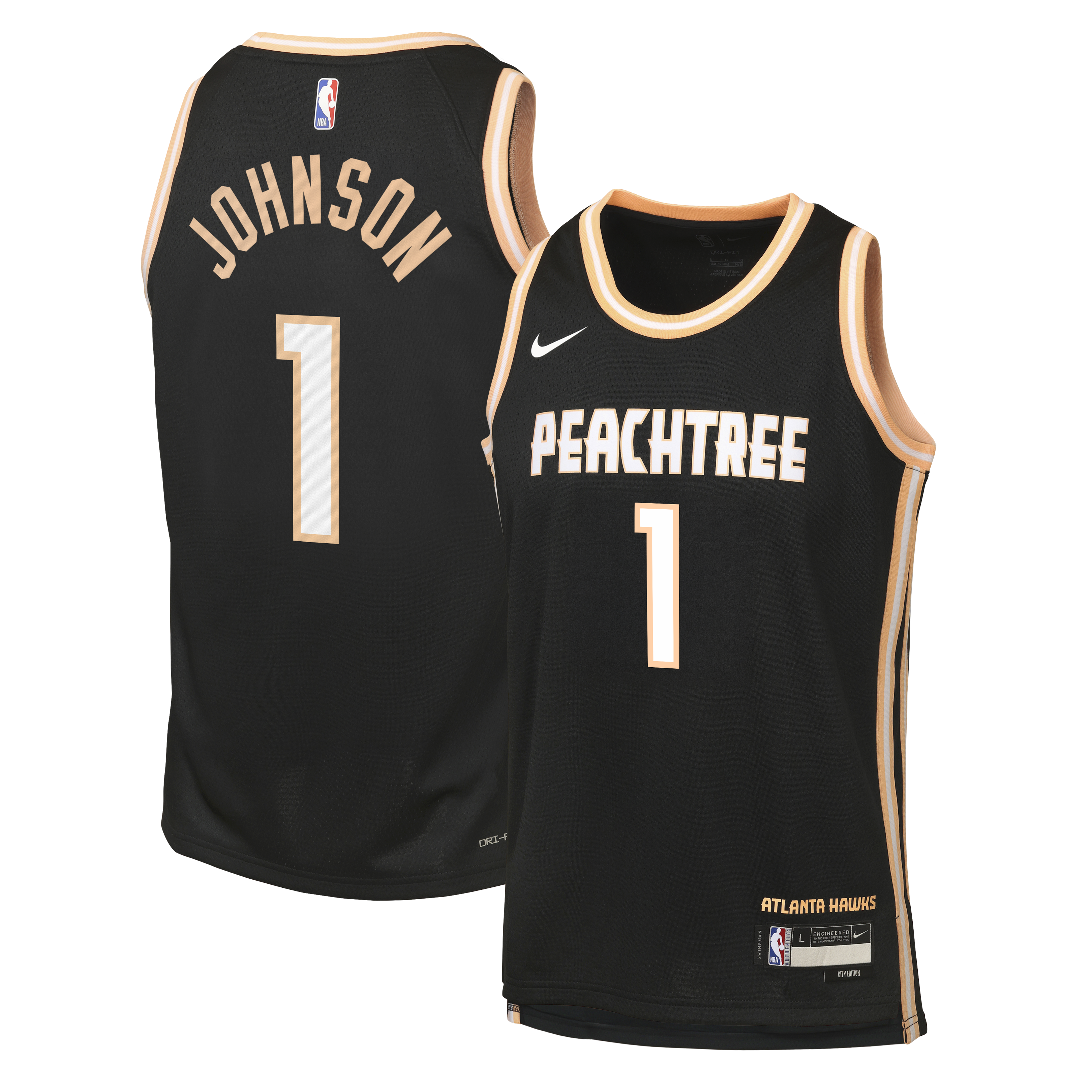 Nike Atlanta Hawks 2025/26 Nike City Edition Swingman Jersey - Black - Jalen Johnson - Youth