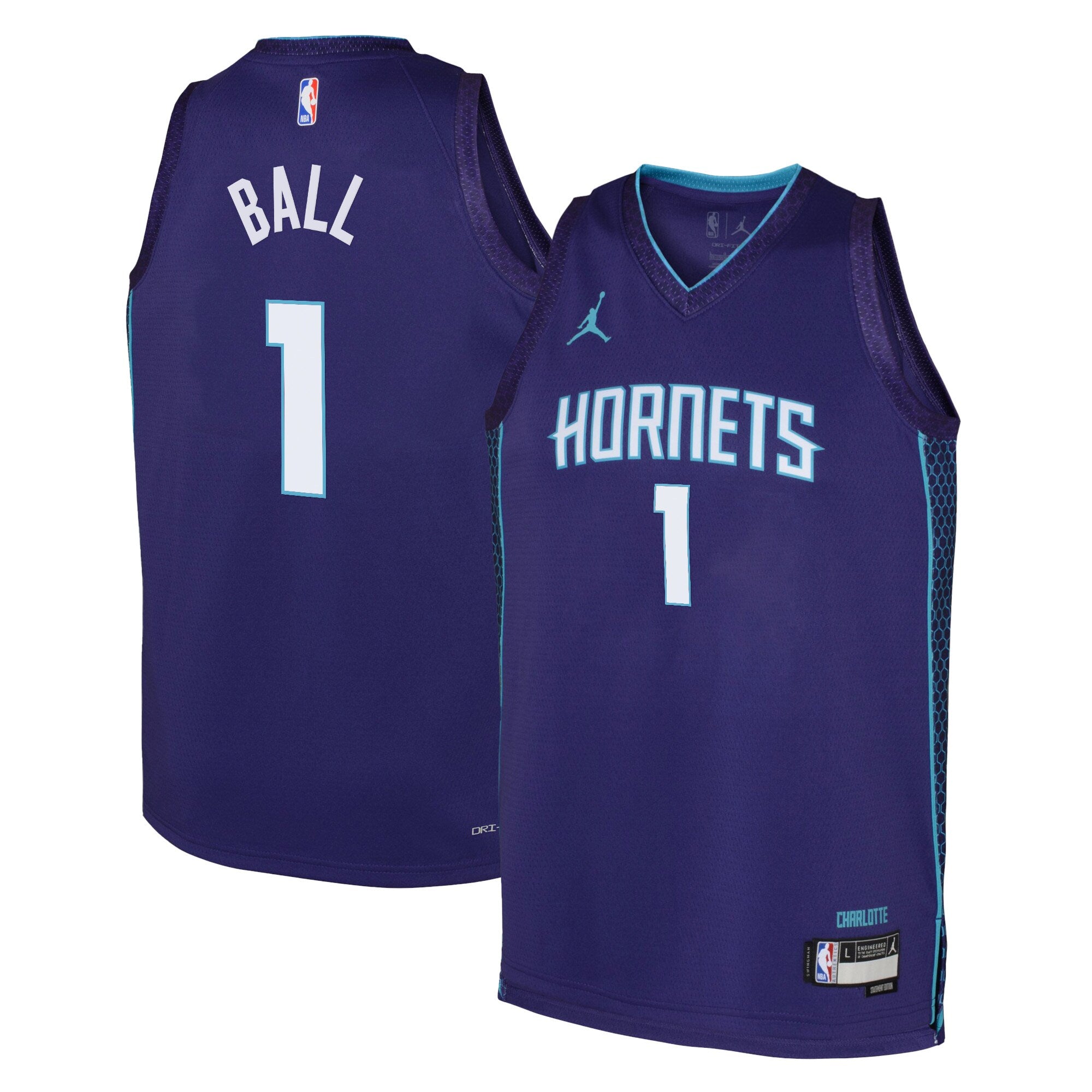 Charlotte Hornets Jordan Brand Statement Edition Swingman Jersey - Purple - LaMelo Ball - Youth