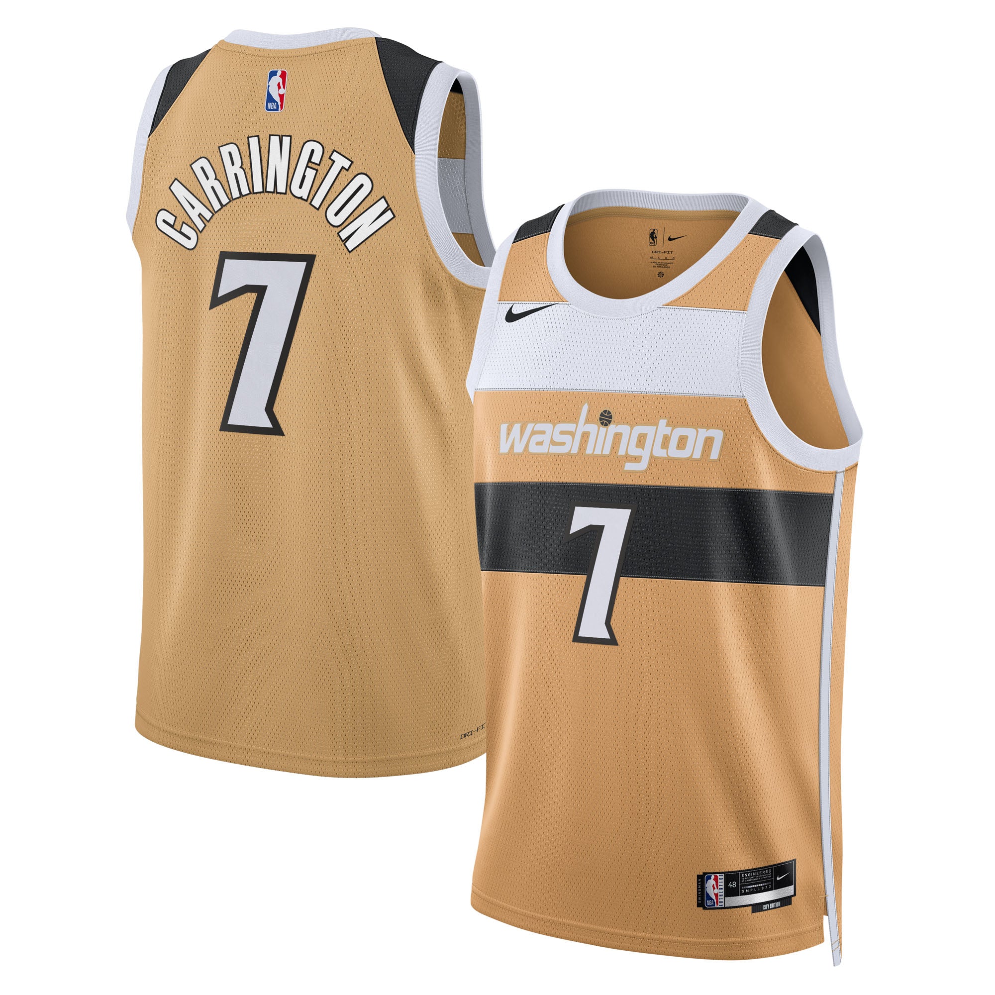 Washington Wizards Nike 2025/26 City Edition Swingman Jersey - Tan - Carlton Carrington - Unisex