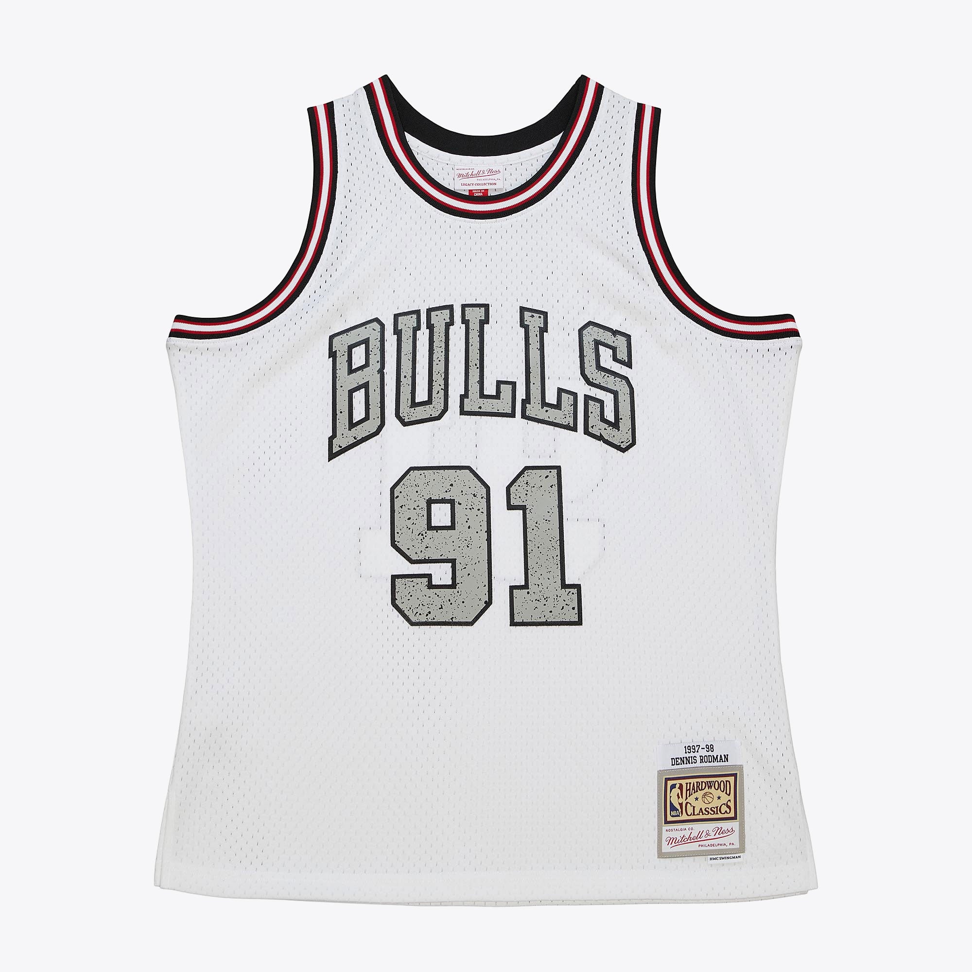 Chicago Bulls Mitchell & Ness Dennis Rodman 1997 Cracked Cement Swingman Jersey - White