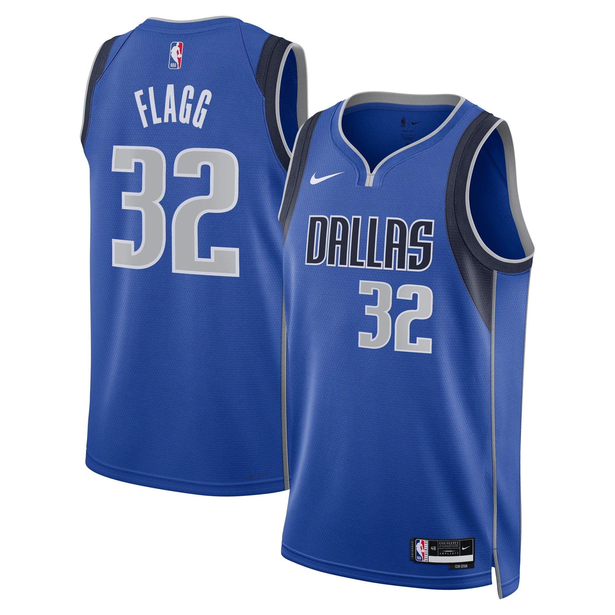 Dallas Mavericks Nike Icon Edition Swingman Jersey NBA 2025 First Round Draft Pick - Blue - Cooper Flagg - Unisex