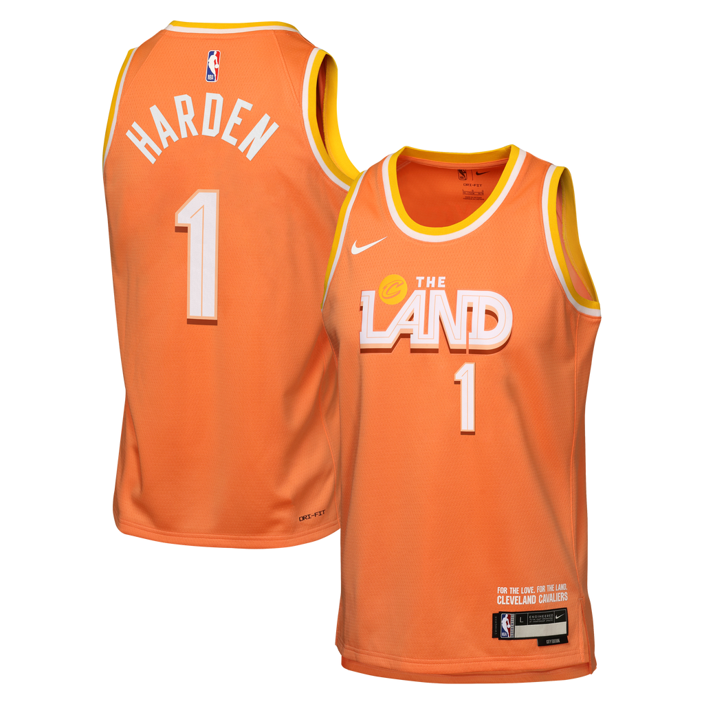 Nike Cleveland Cavaliers 2025/26 City Edition Swingman Jersey - Orange - James Harden - Youth