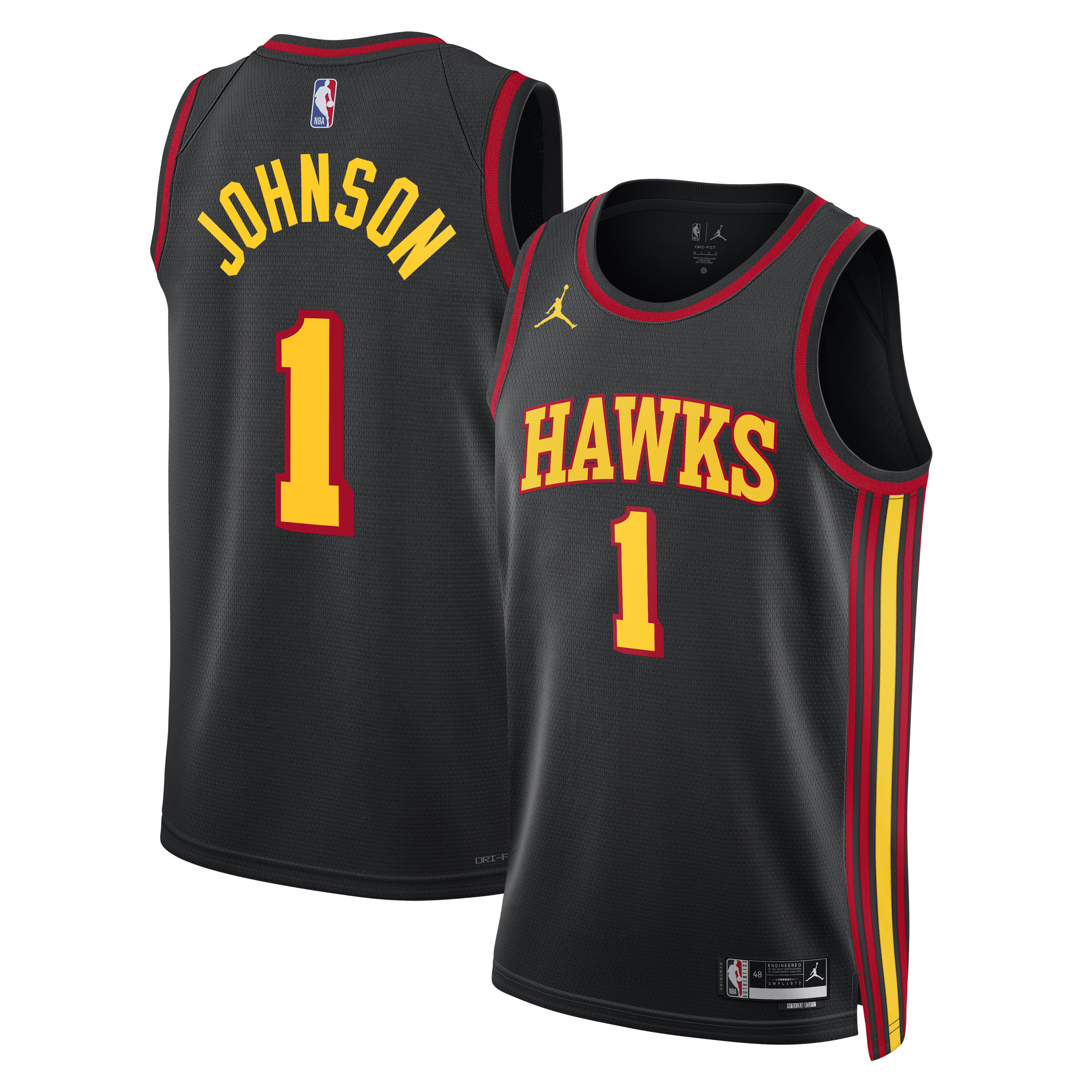 Atlanta Hawks Jordan Brand Statement Edition Swingman Jersey - Black - Jalen Johnson - Unisex