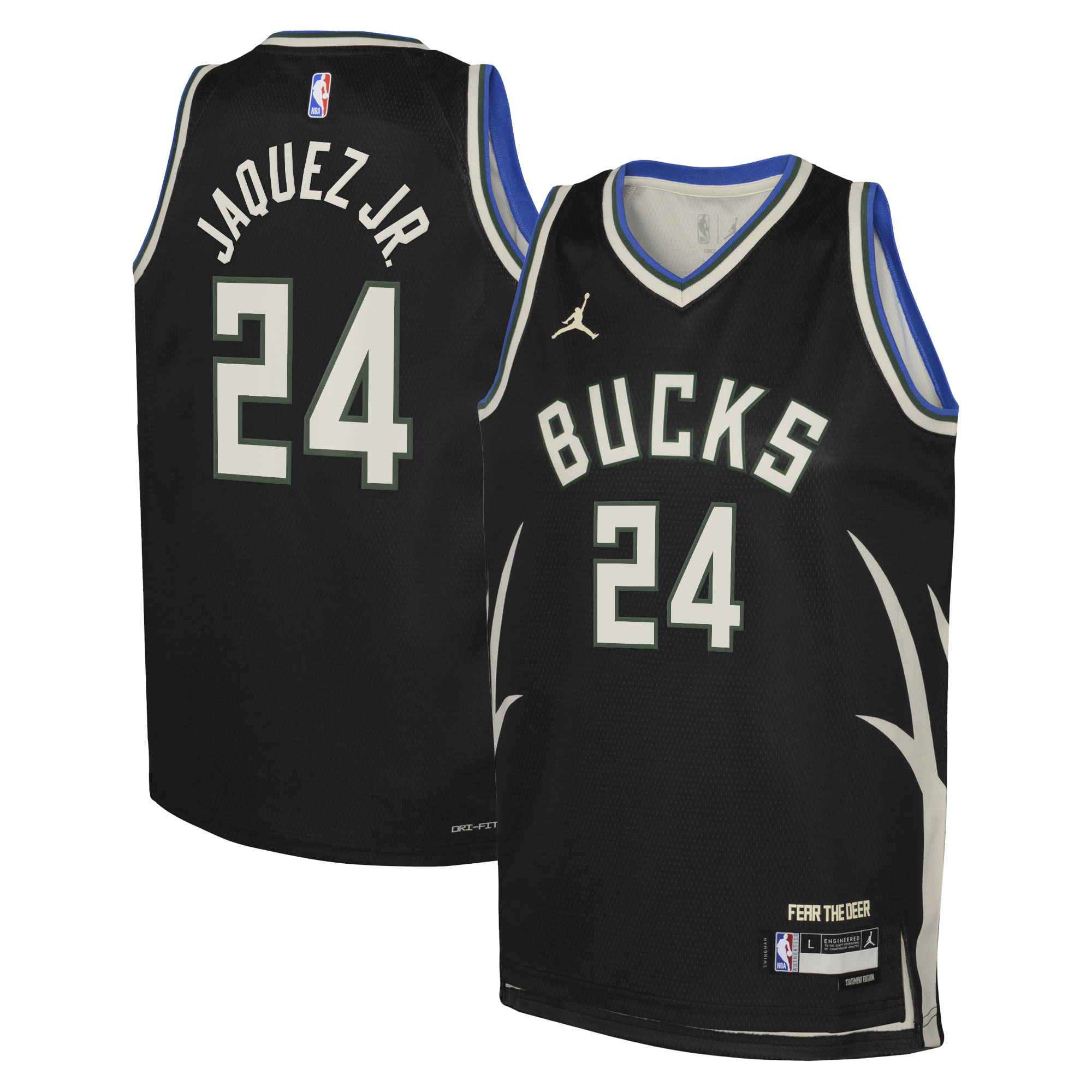 Milwaukee Bucks Jordan Brand Statement Edition Swingman Jersey - Hunter Green - Jaime Jaquez Jr. - Youth